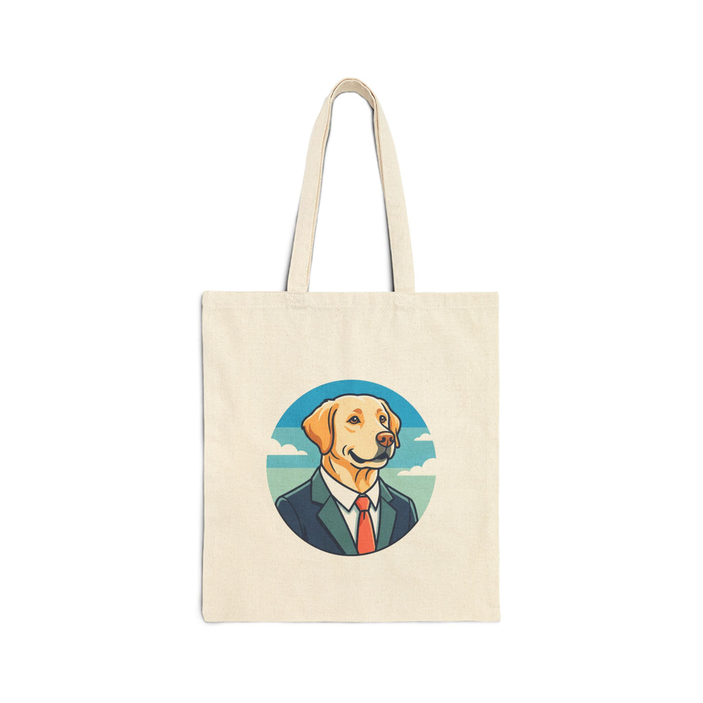 Dog in a Suit Canvas Tote Bag — Funny Labrador Portrait Tote