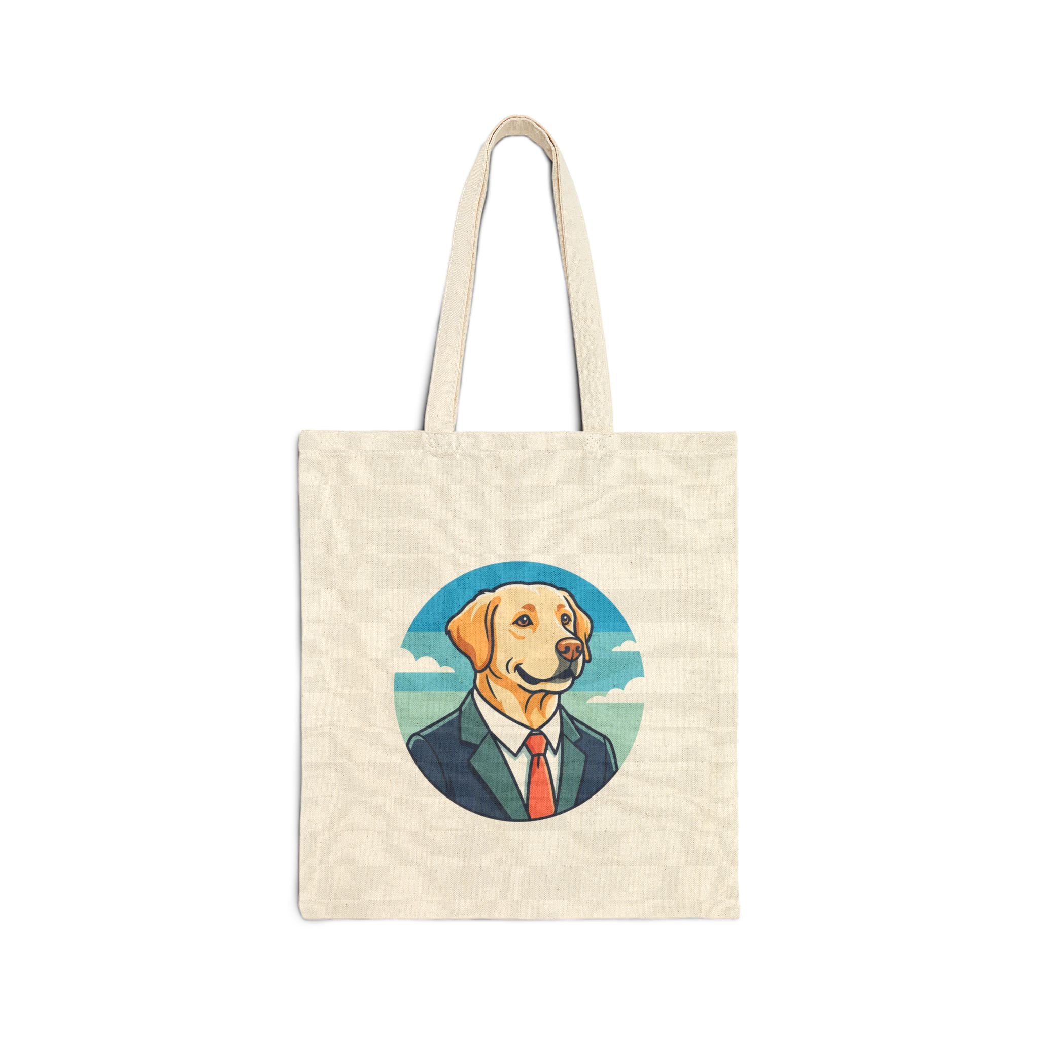 Dog in a Suit Canvas Tote Bag — Funny Labrador Portrait Tote