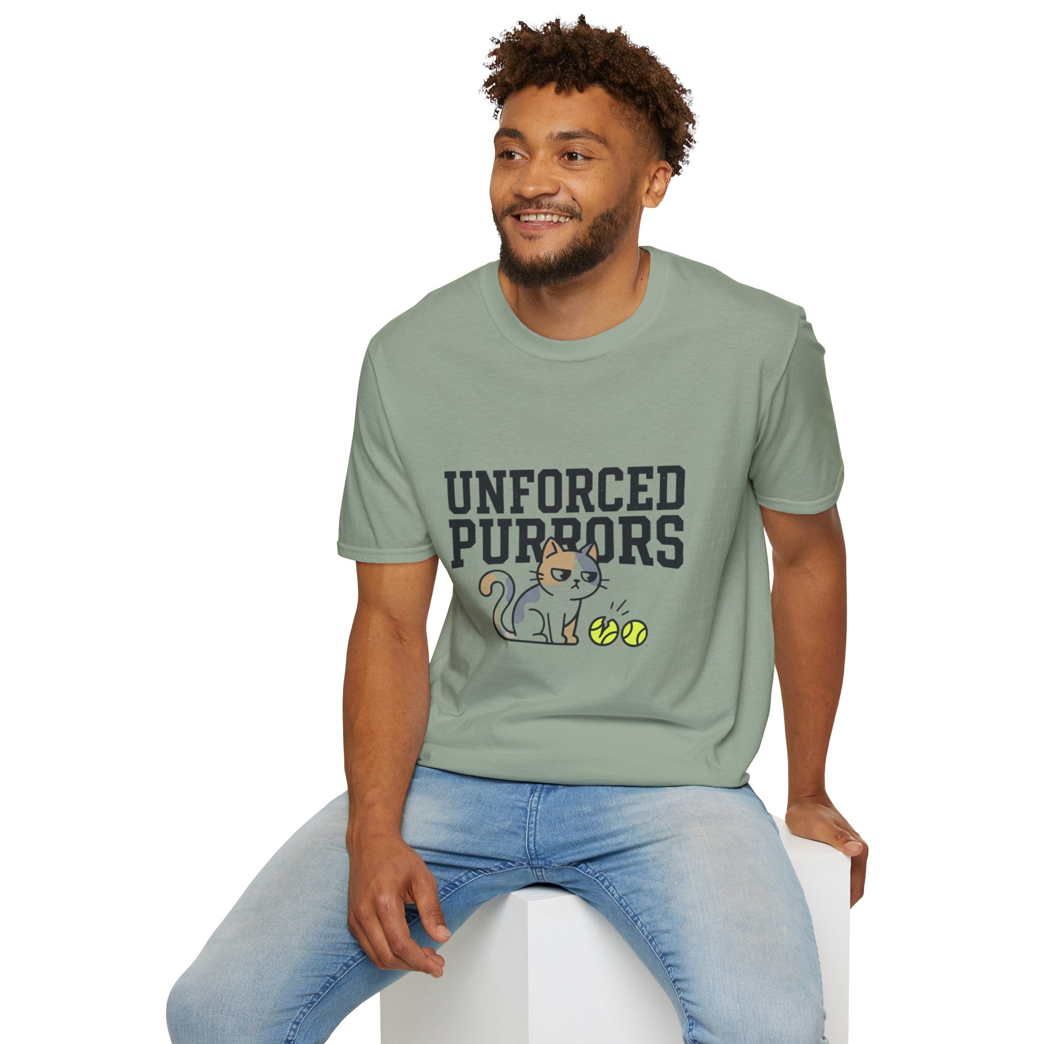 Unforced Purrs Cat T-Shirt — Funny Tennis Cat Graphic Tee