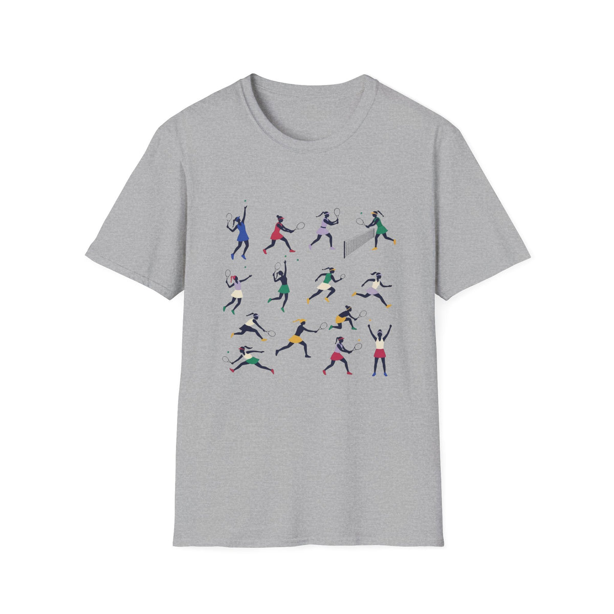 tennis Players Silhouette T-Shirt — Colorful tennis Action Tee