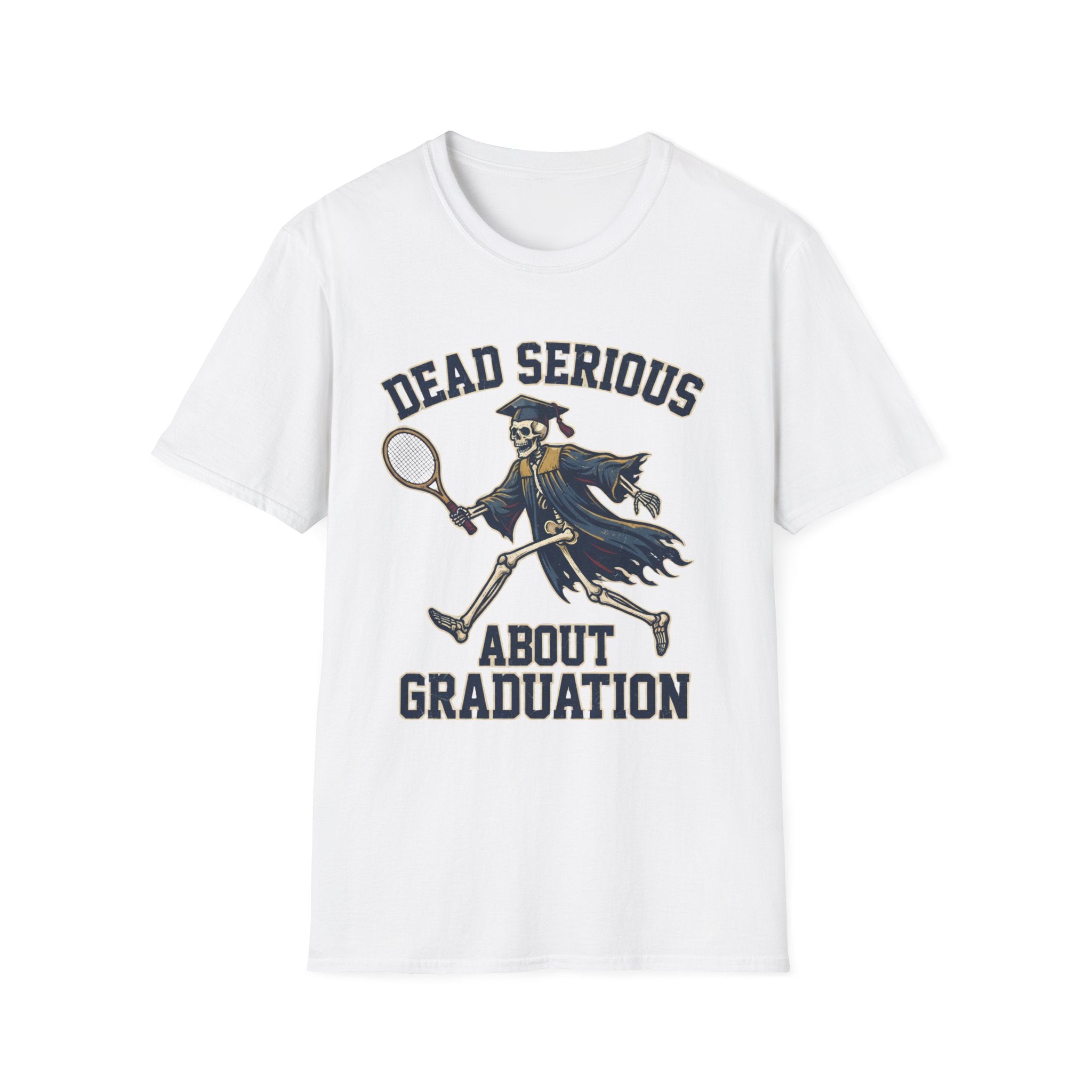 Graduation T-Shirt — "Dead Serious" Funny Skeleton Grad Tee