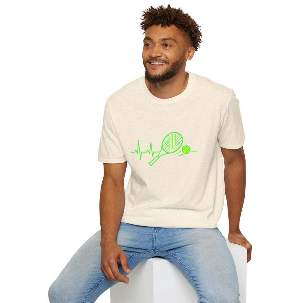 Tennis Racket Heartbeat T-Shirt — Neon Green Tennis Lover Tee