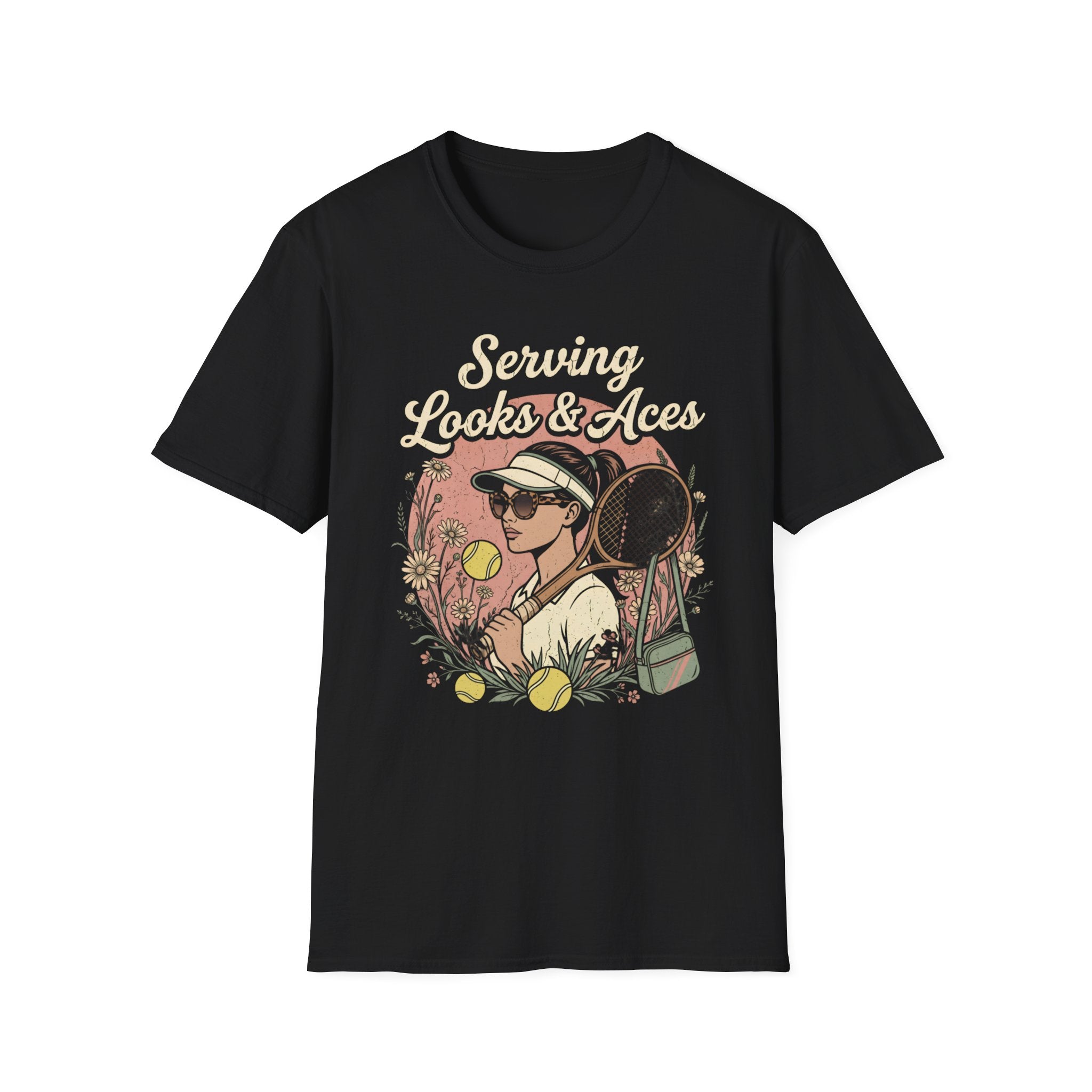 Serving Looks & Aces Retro Tennis T-Shirt