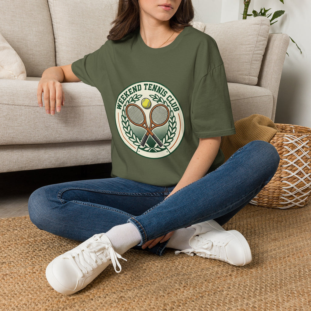 Weekend Tennis Club T-Shirt — Retro Tennis Racket & Ball Graphic
