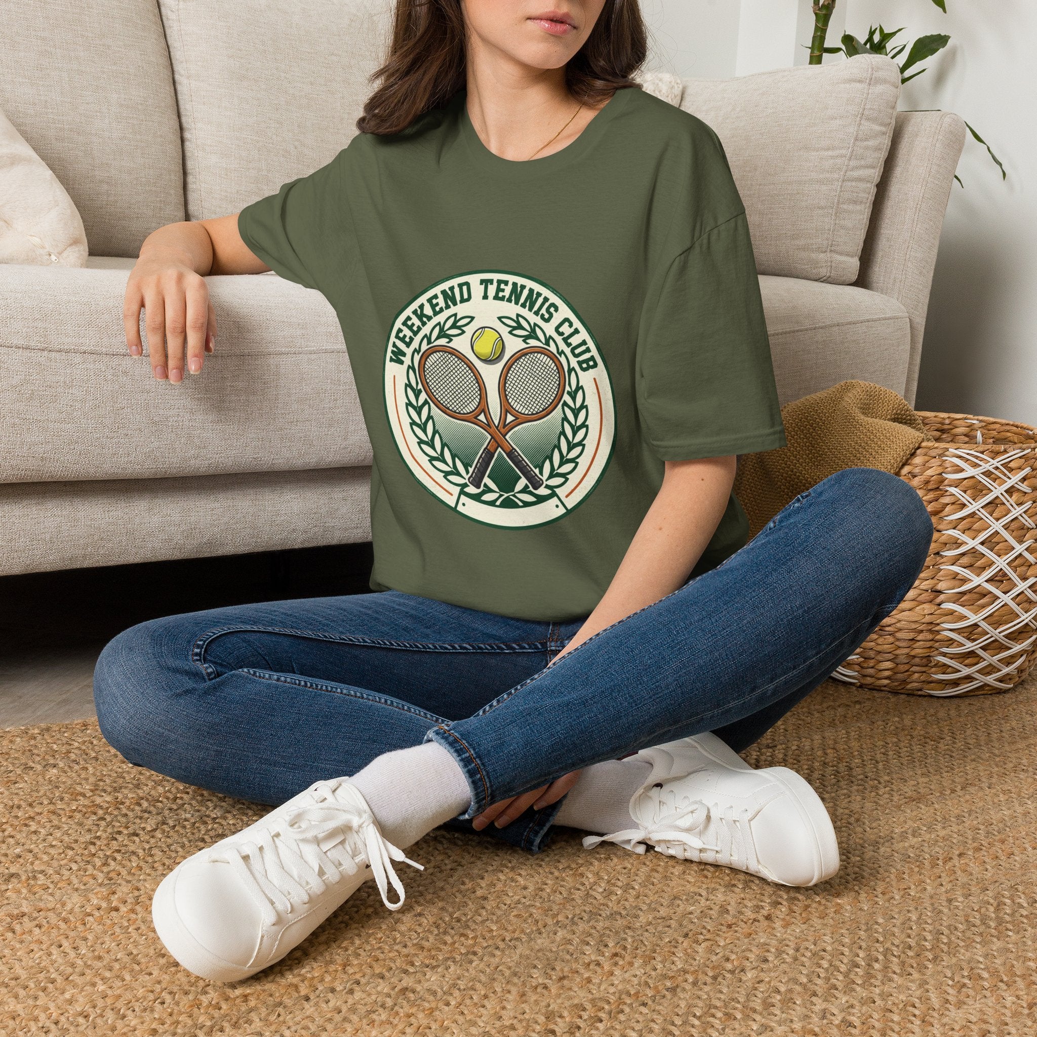 Weekend Tennis Club T-Shirt — Retro Tennis Racket & Ball Graphic