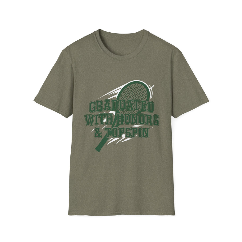Graduated With Honors Tennis T-Shirt — Vintage Collegiate Topspin Tee