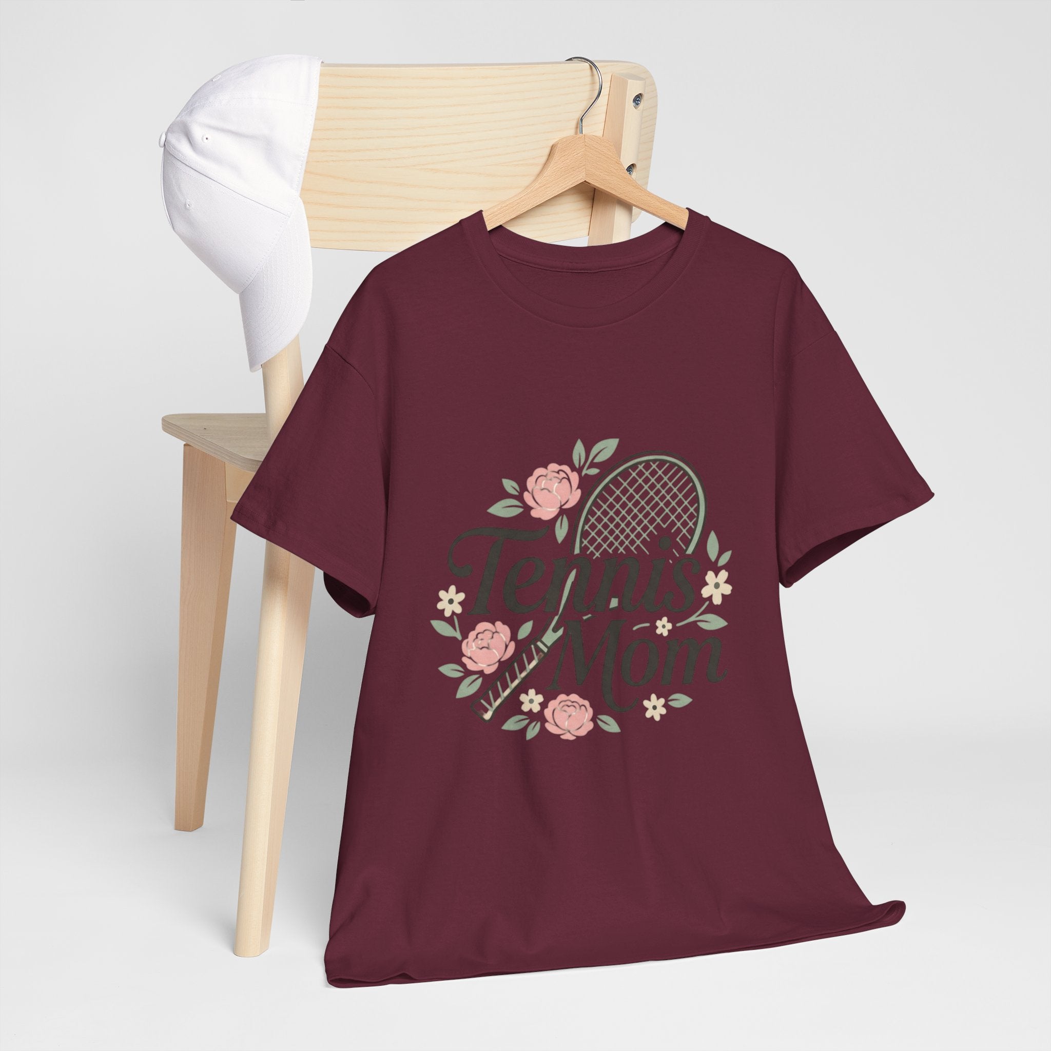 Tennis Mom T‑Shirt — Floral Tennis Racket Tee for Proud Sports Moms