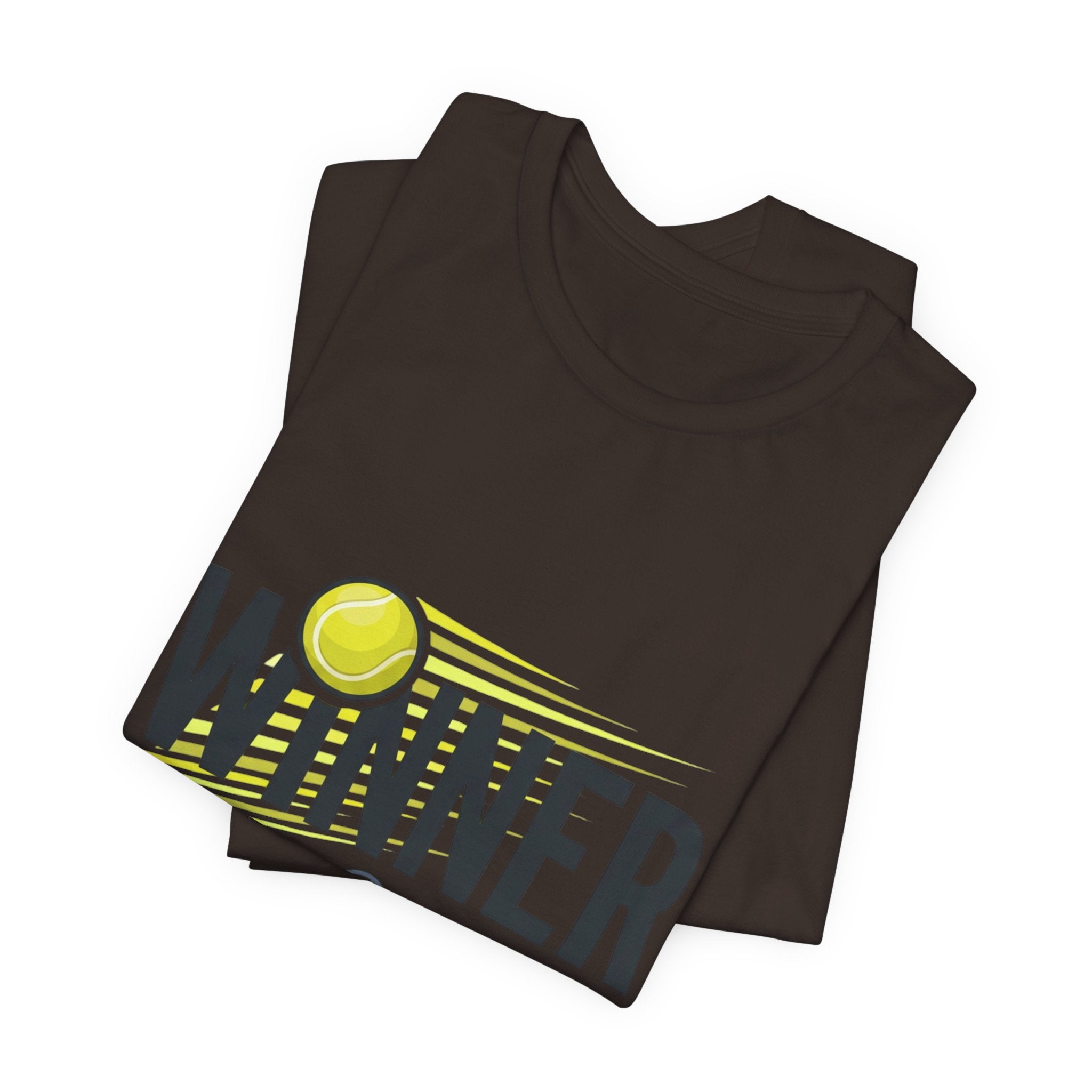 Winner Tennis T‑Shirt — Motivational Tennis Tee with Ball & Racket Graphic