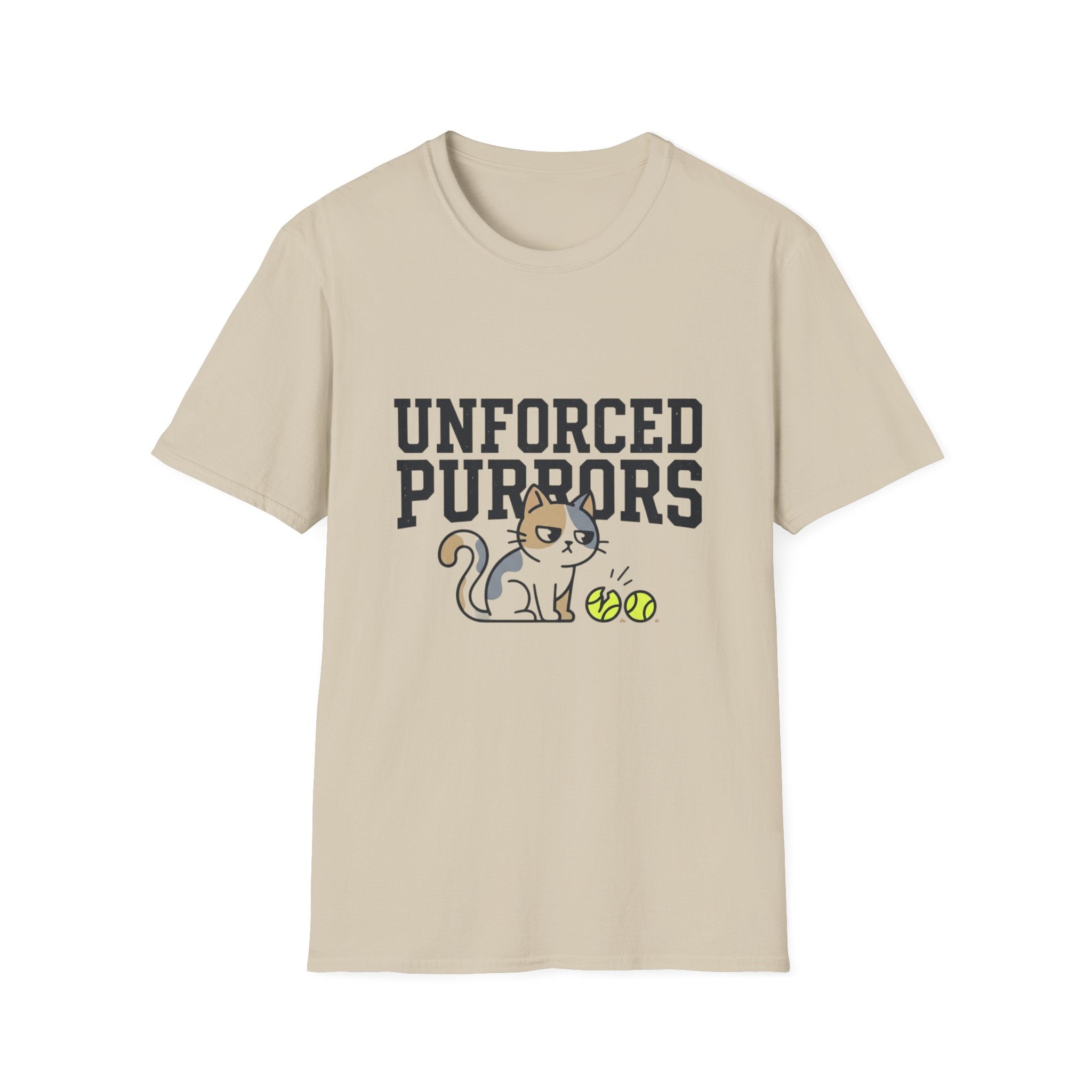 Unforced Purrs Cat T-Shirt — Funny Tennis Cat Graphic Tee