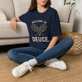 Welcome to Deuce Tennis T-Shirt — Vintage Racket Court Tee