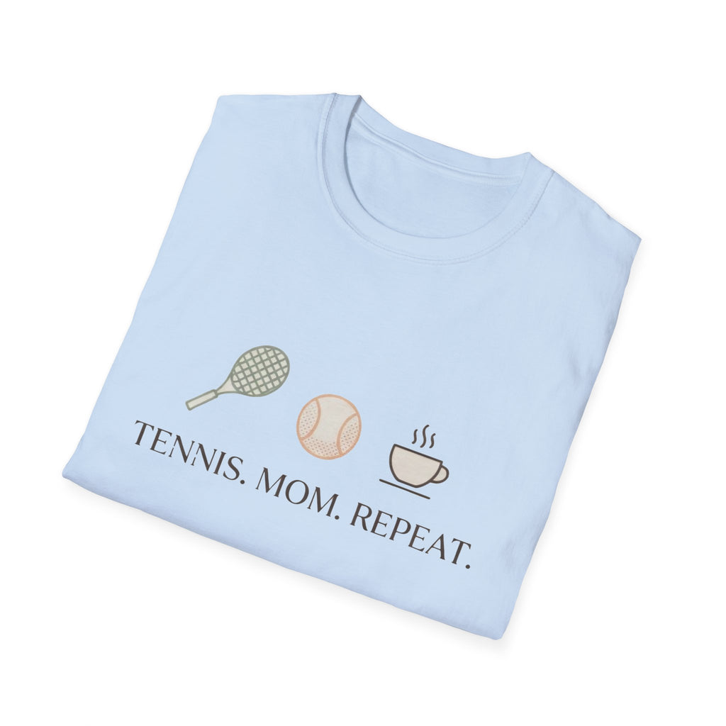 Tennis Mom T‑Shirt – "Tennis. Mom. Repeat." Graphic Tee