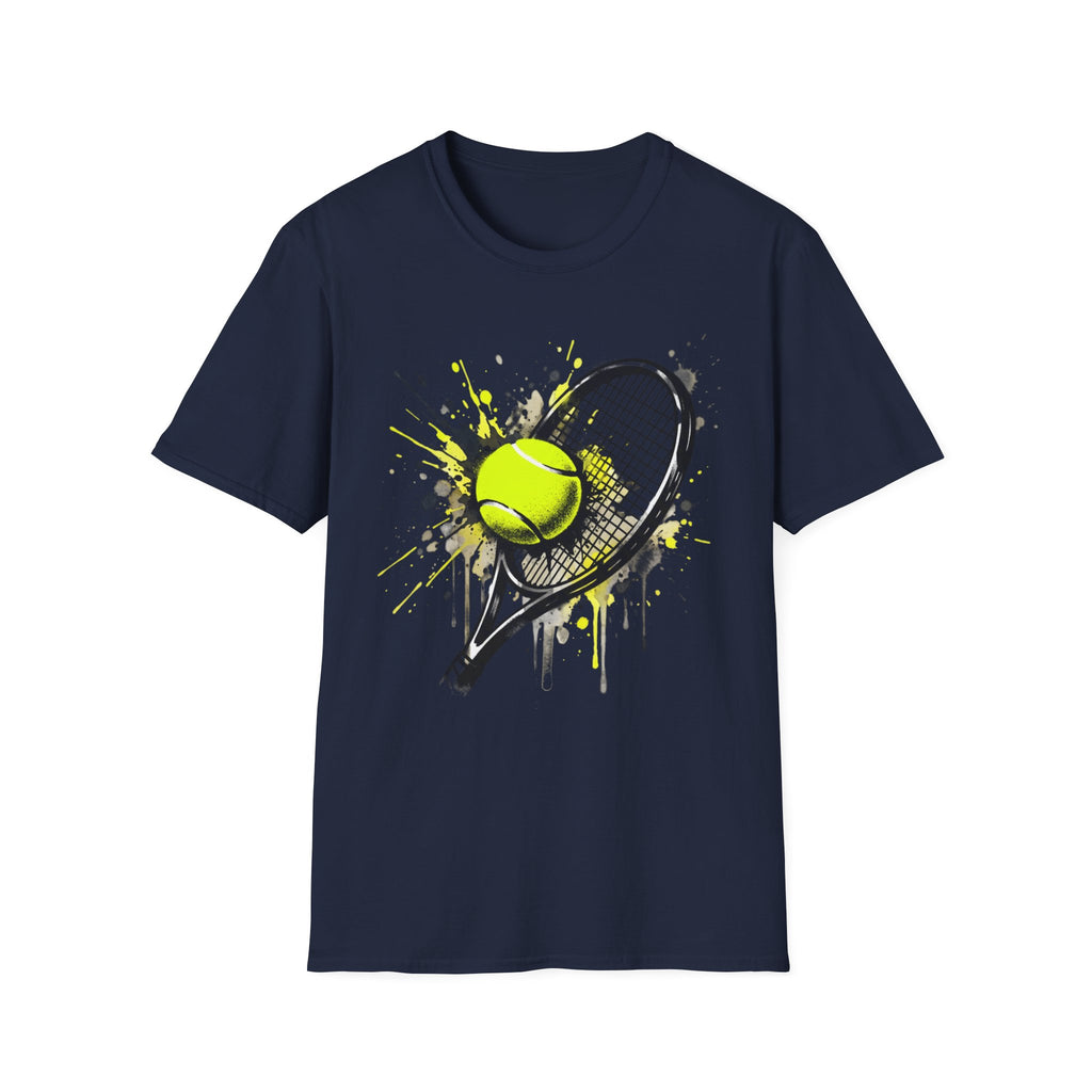 T-Shirt — Splash Tennis Racket & Ball Graphic Tee