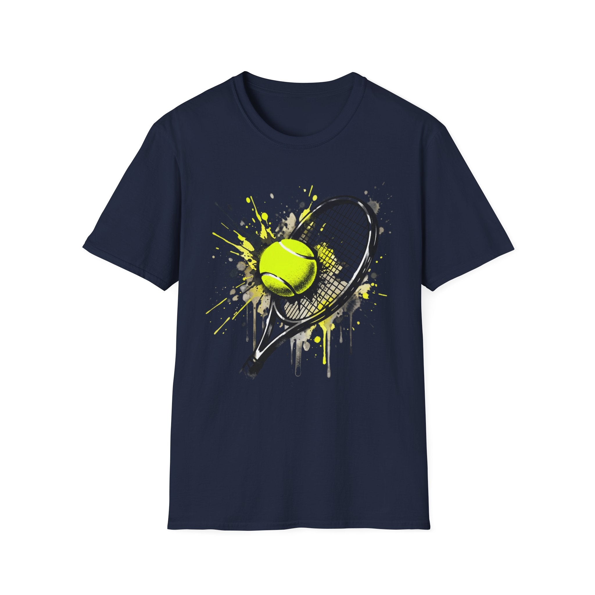 T-Shirt — Splash Tennis Racket & Ball Graphic Tee