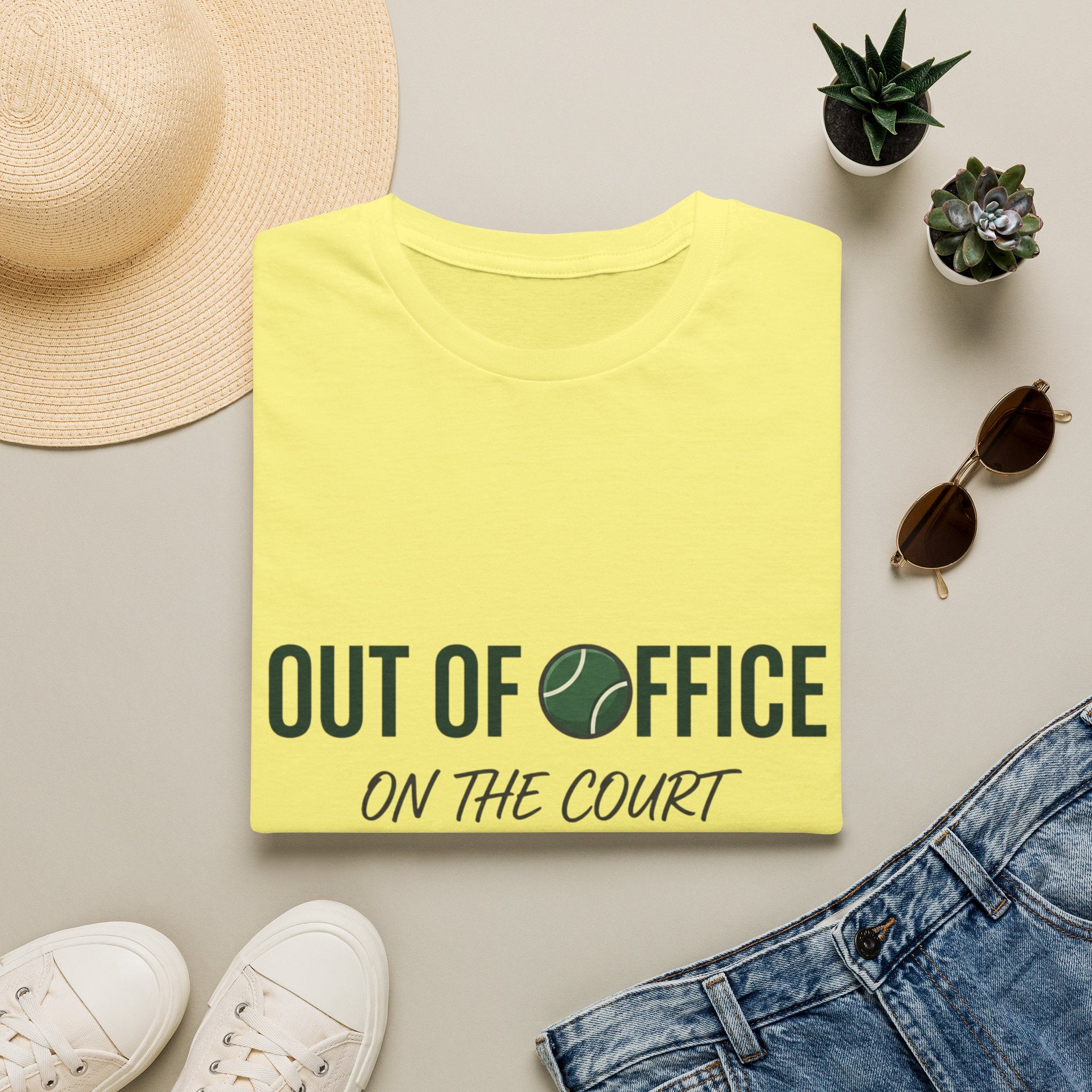 T-Shirt — "Out of Office on the Court" Tennis Graphic Tee
