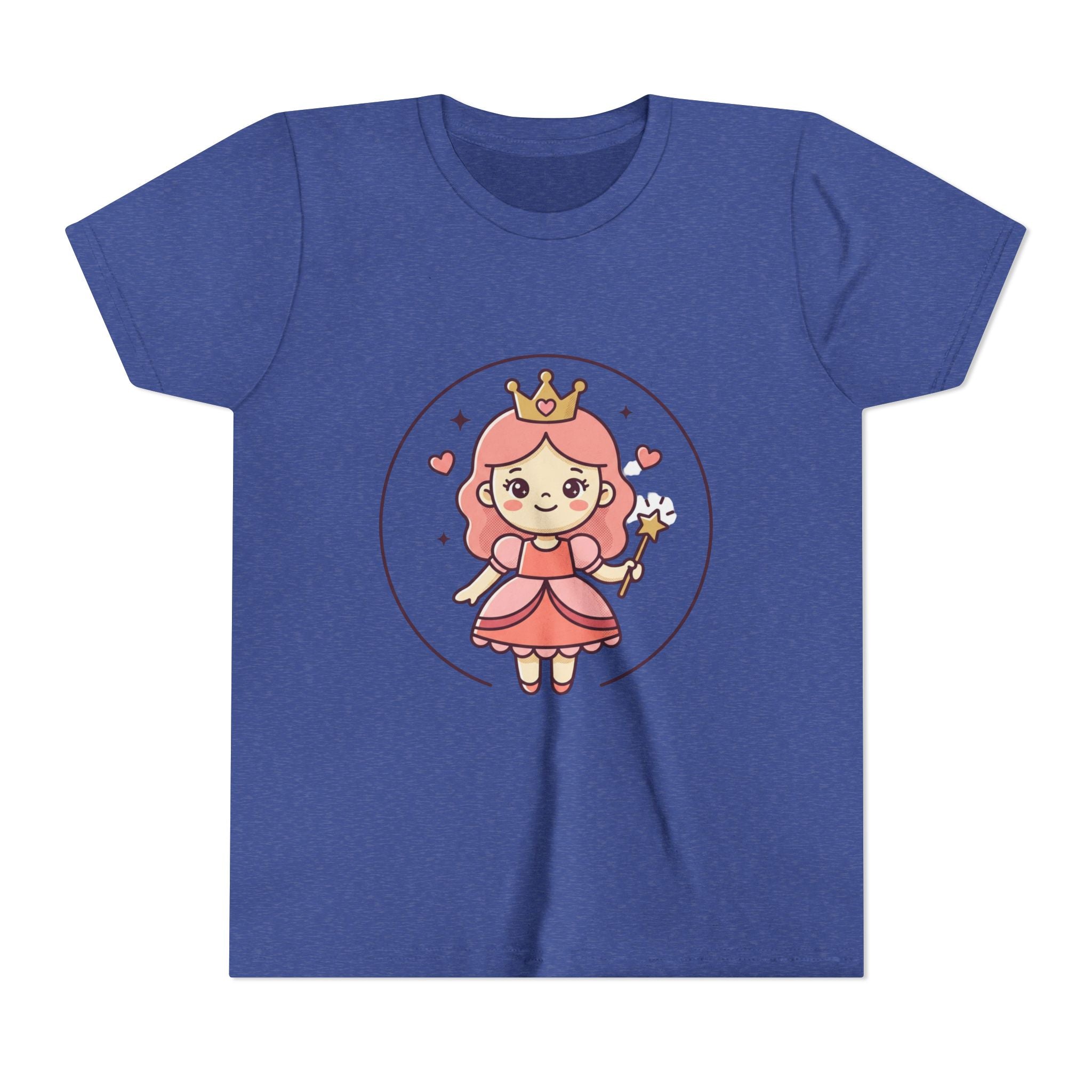 Princess Fairy Kids T-Shirt - Cute Pink Crowned Princess Graphic Youth Tee