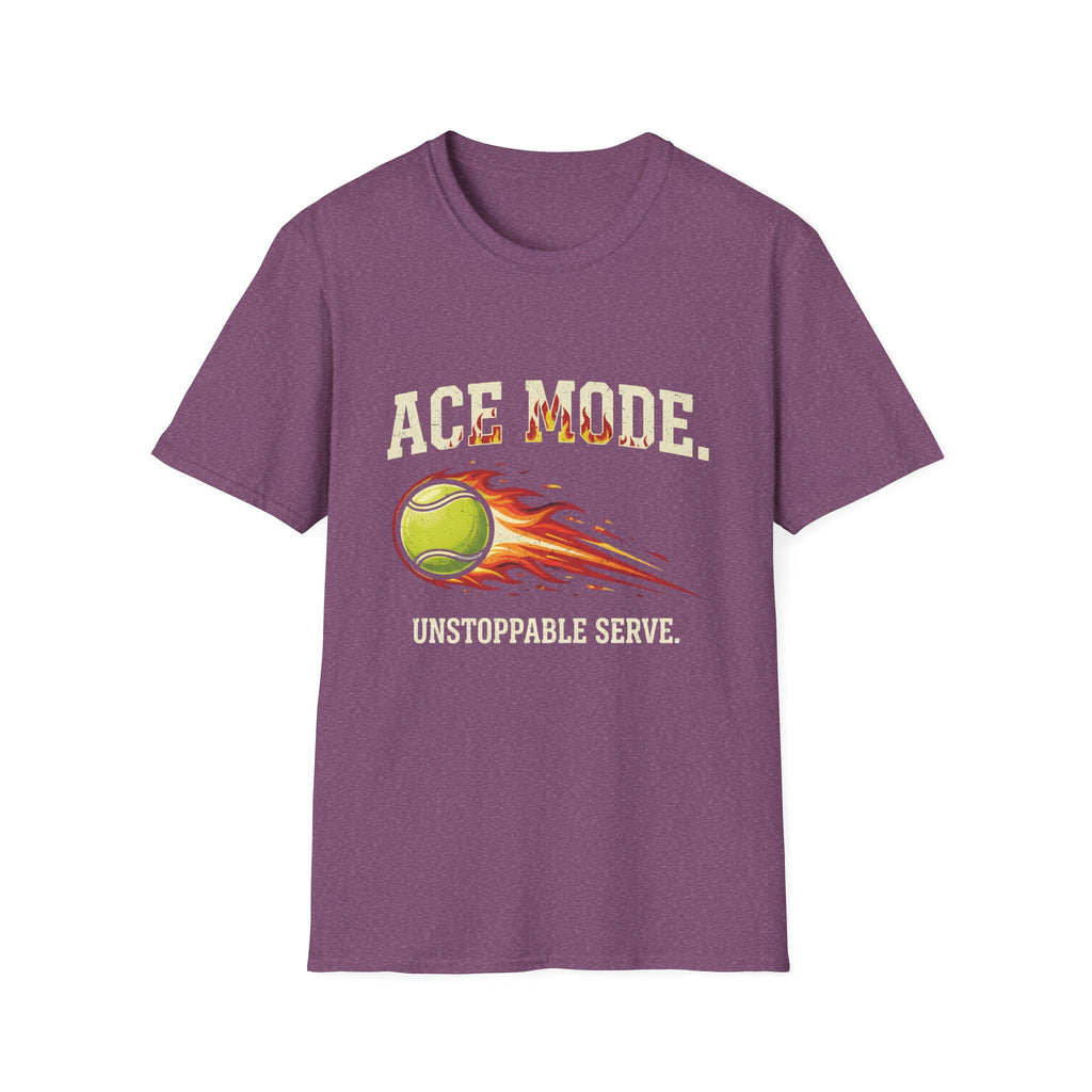 Ace Mode Tennis T-Shirt — Flaming Ball "Unstoppable Serve" Graphic Tee