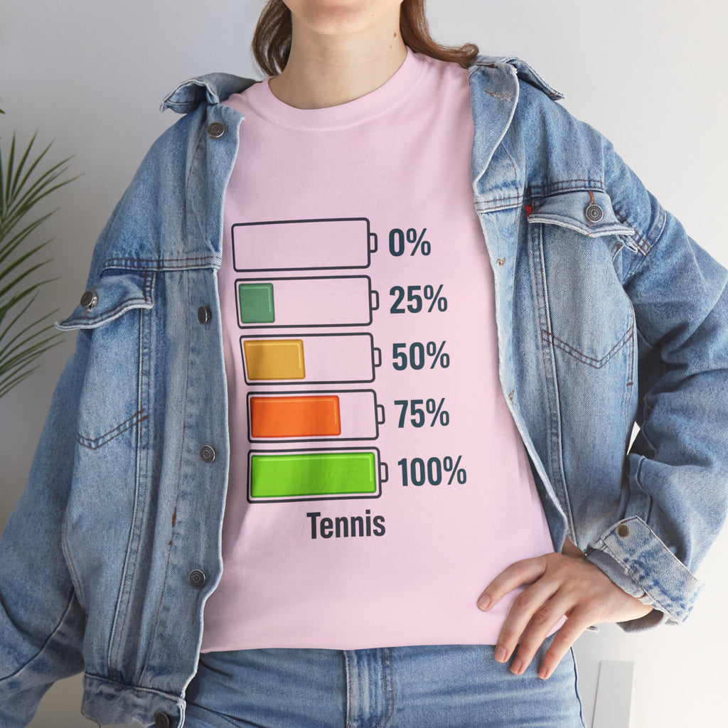 T-Shirt — Tennis Battery Level Graphic Tee (0%-100%)