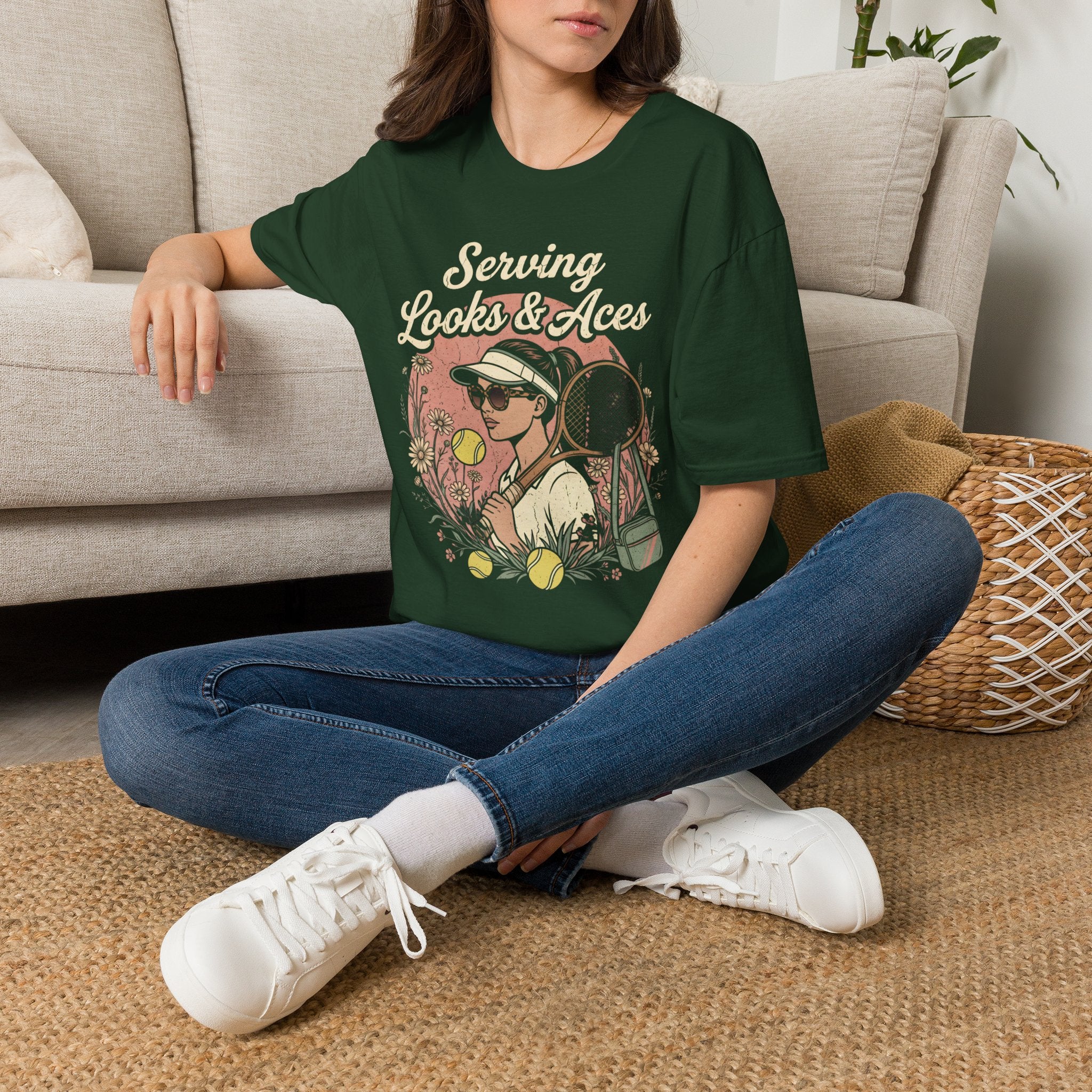 Serving Looks & Aces Retro Tennis T-Shirt