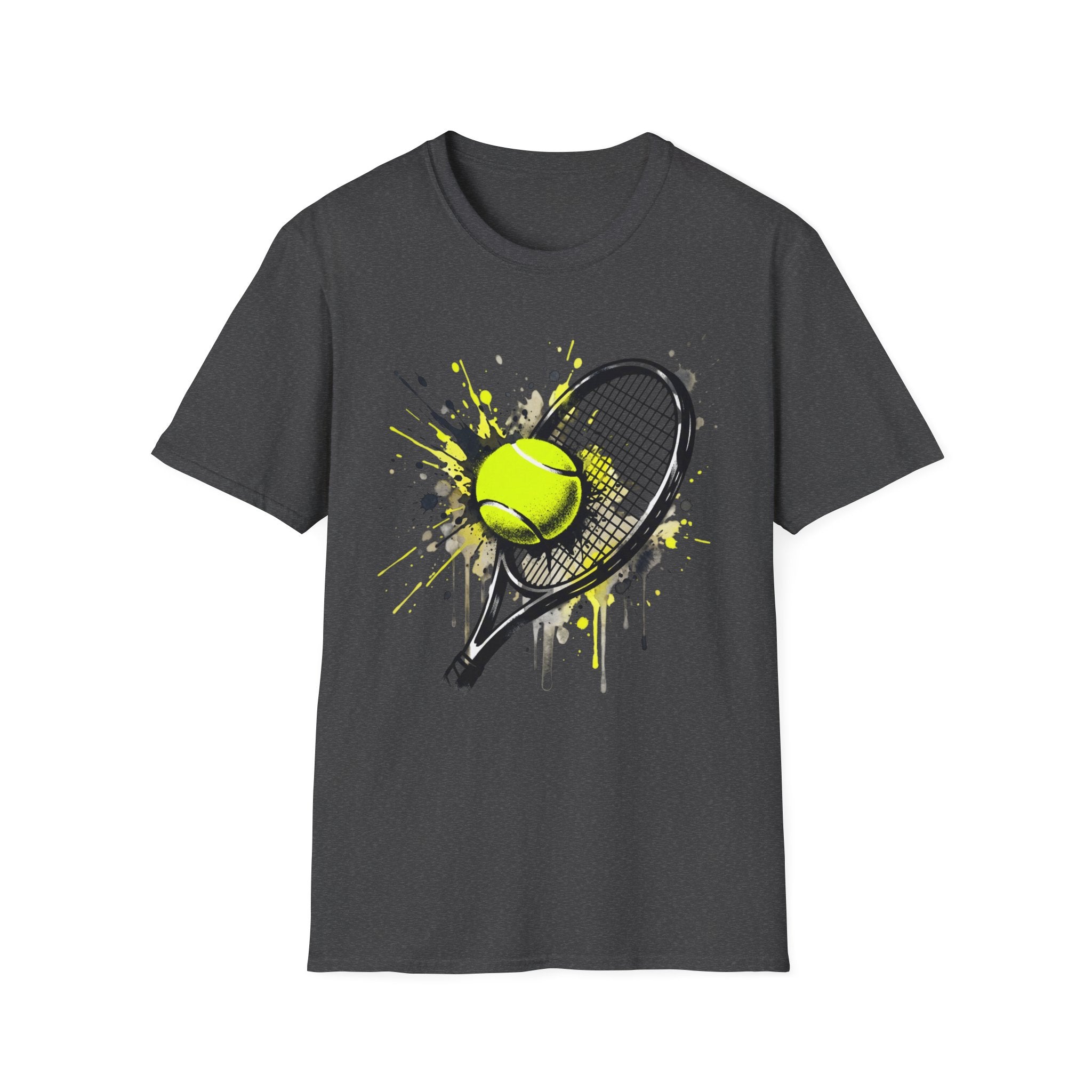 T-Shirt — Splash Tennis Racket & Ball Graphic Tee