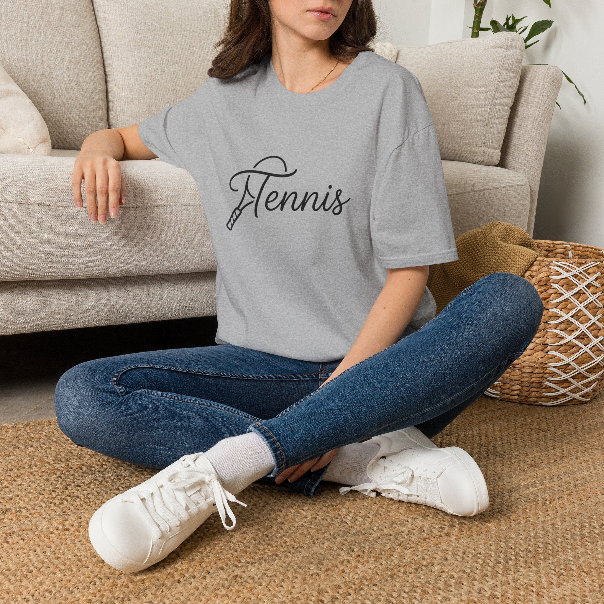 Tennis Script T-Shirt — Elegant Racket Design