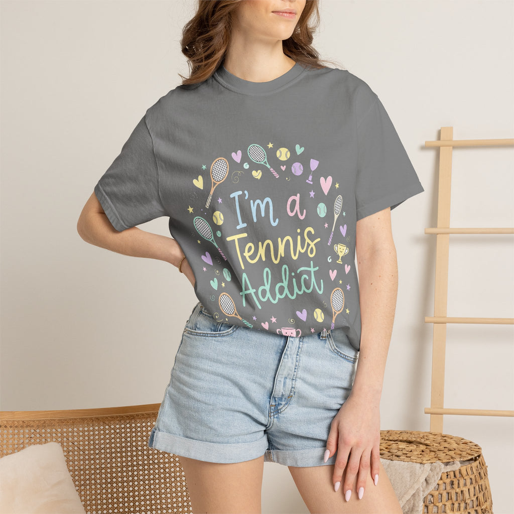 I'm a Tennis Addict T‑Shirt — Cute Pastel Tennis Graphic Tee for Players & Fans