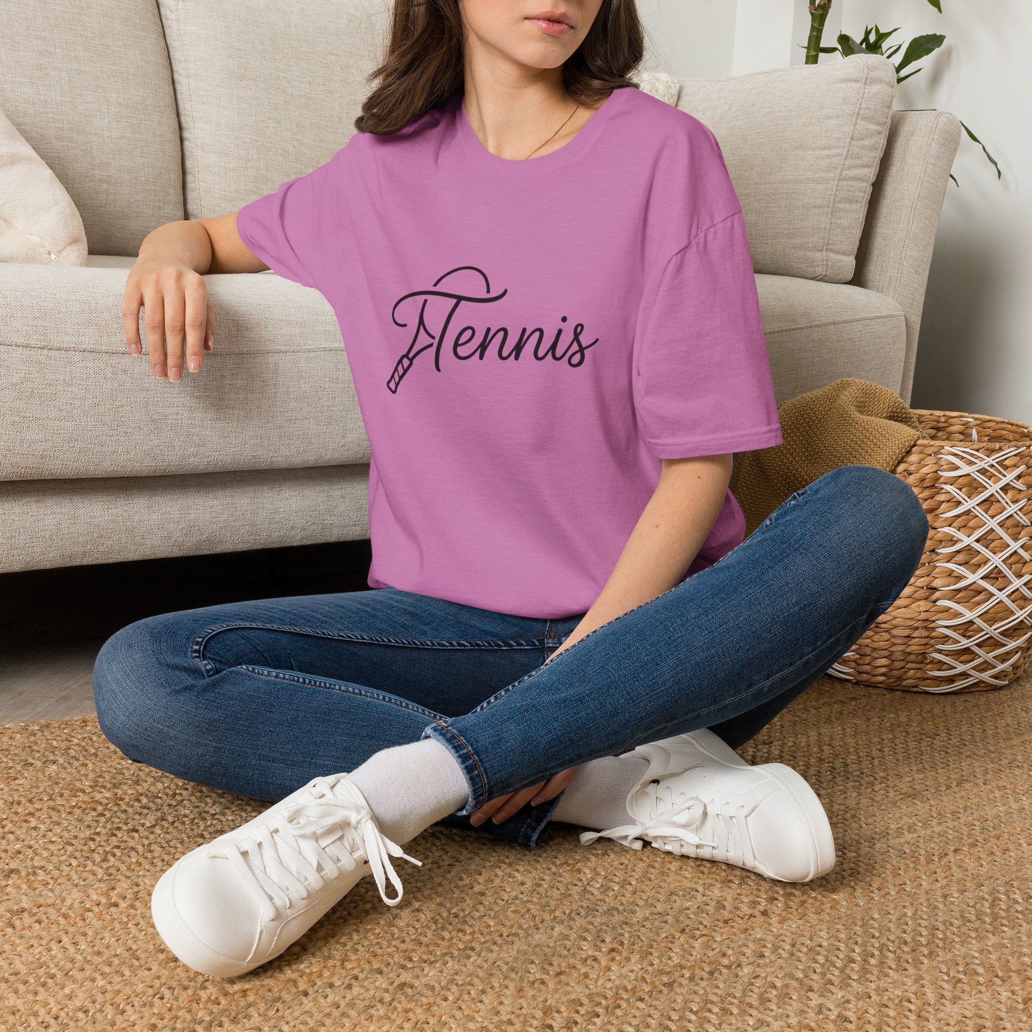 Tennis Script T-Shirt — Elegant Racket Design