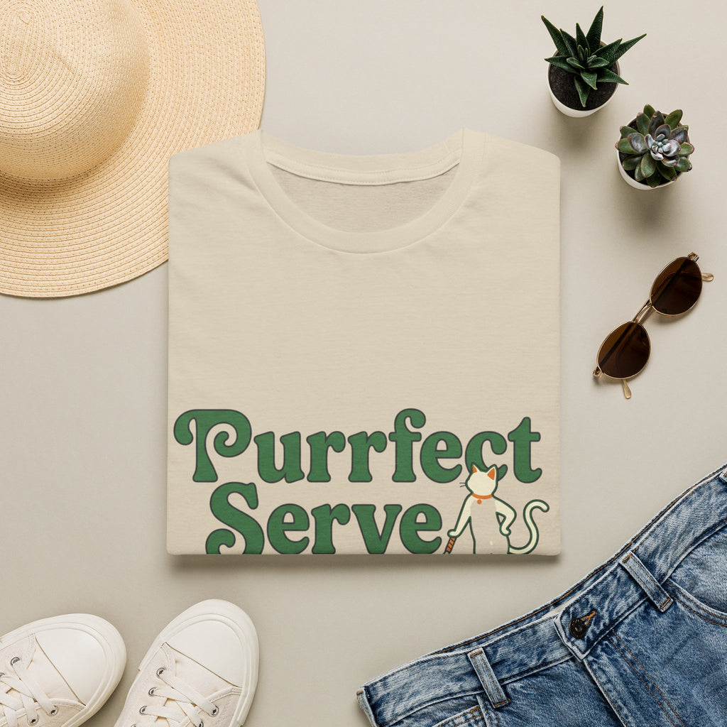 Purrfect Serve Cat Tennis T-Shirt