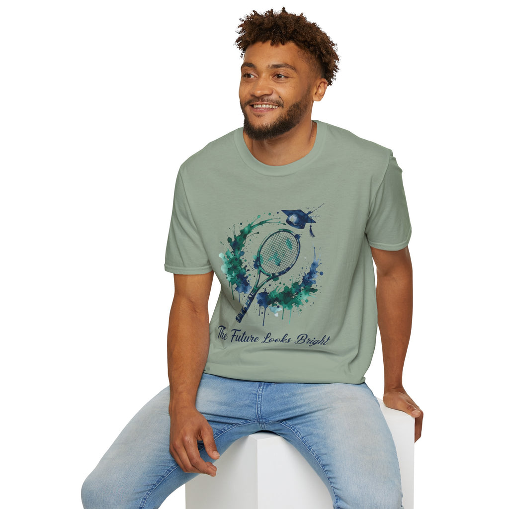 Tennis Watercolor Tee — “The Future Looks Bright” Graduation & Athlete Shirt
