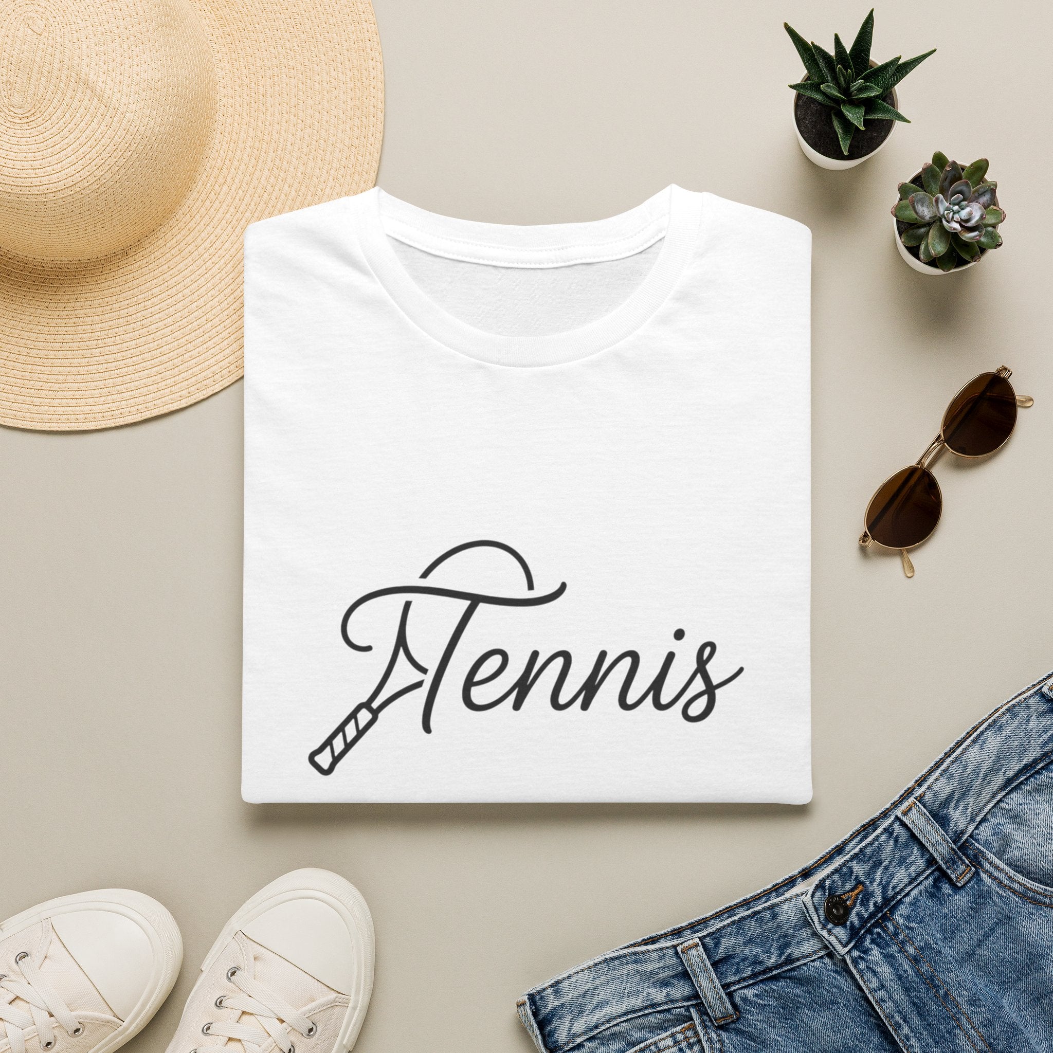 Tennis Script T-Shirt — Elegant Racket Design