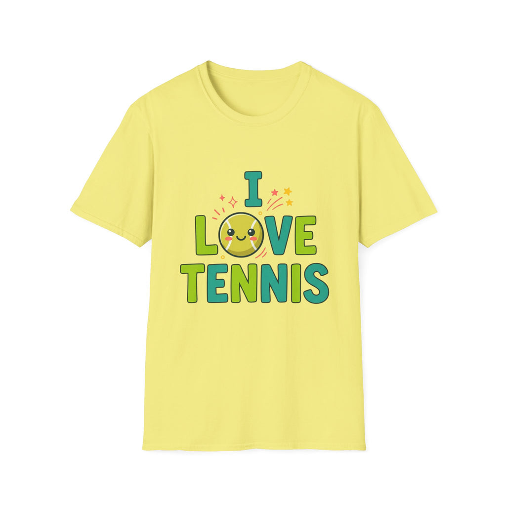 I Love Tennis T-Shirt — Cute Smiley Tennis Ball Tee for Players & Fans