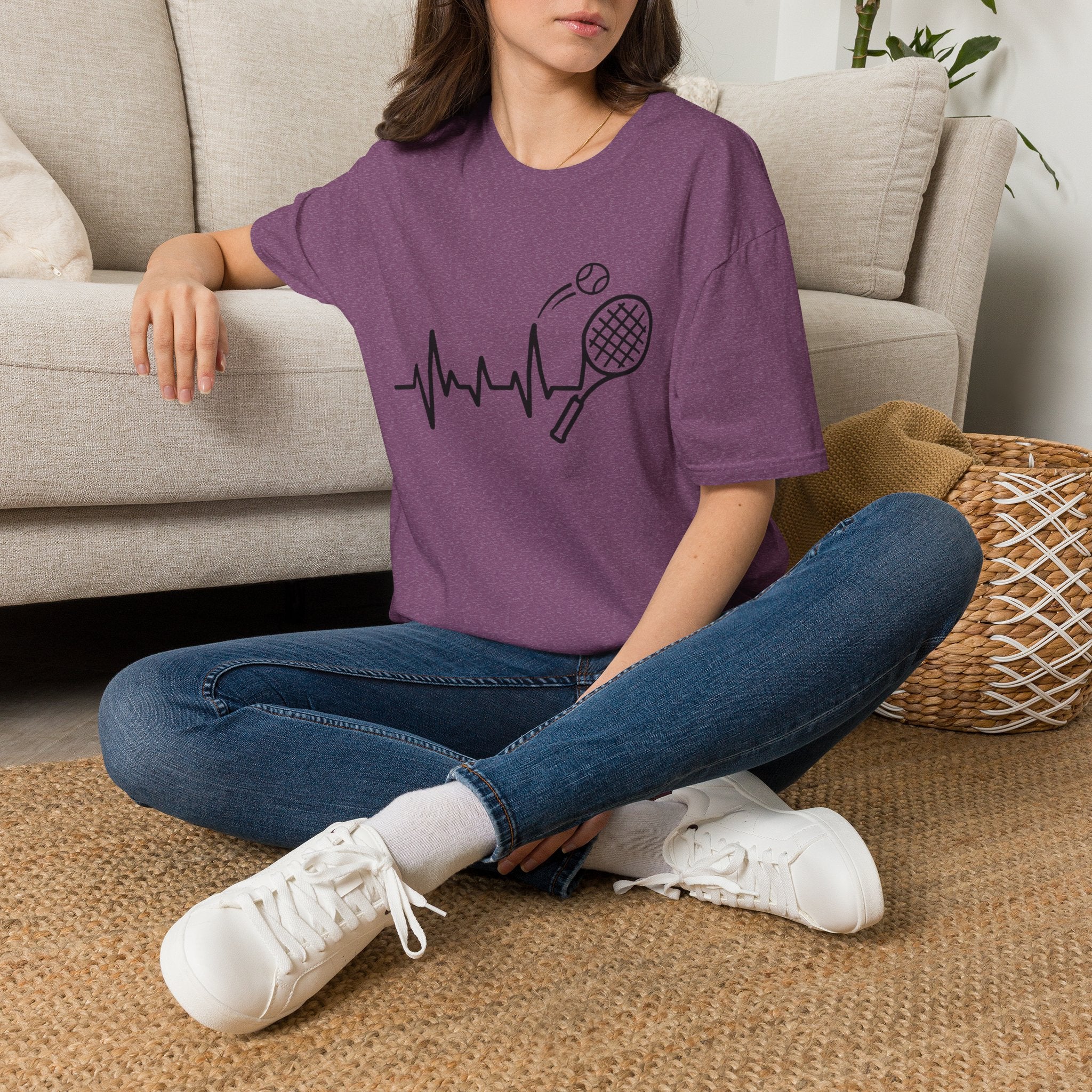 Tennis Heartbeat T-Shirt — Racket & Ball Graphic Tee for Players