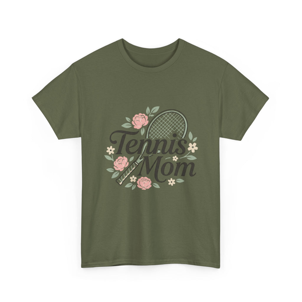 Tennis Mom T‑Shirt — Floral Tennis Racket Tee for Proud Sports Moms