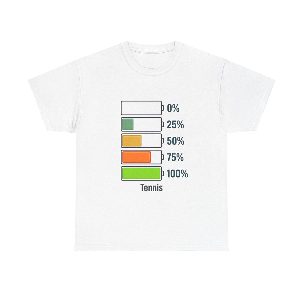 T-Shirt — Tennis Battery Level Graphic Tee (0%-100%)