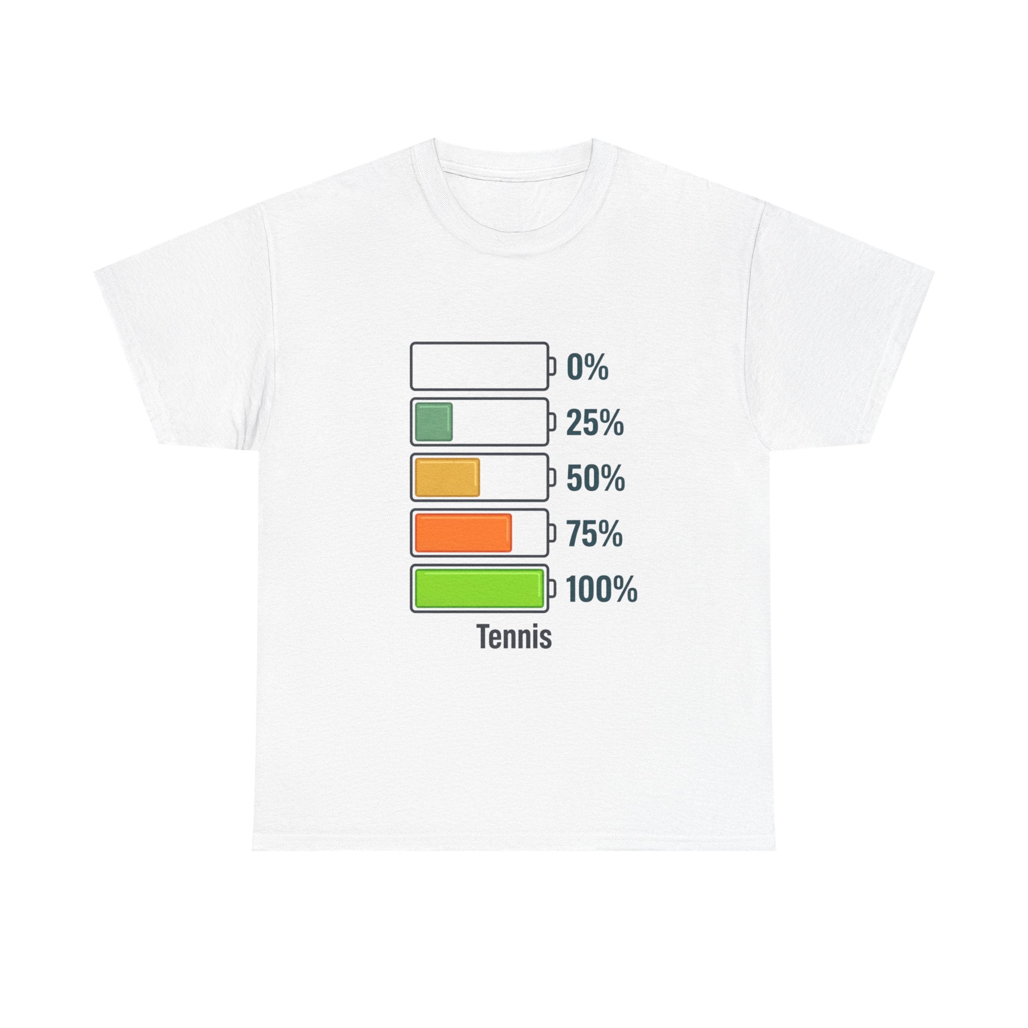 T-Shirt — Tennis Battery Level Graphic Tee (0%-100%)