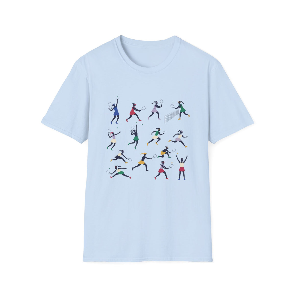 tennis Players Silhouette T-Shirt — Colorful tennis Action Tee