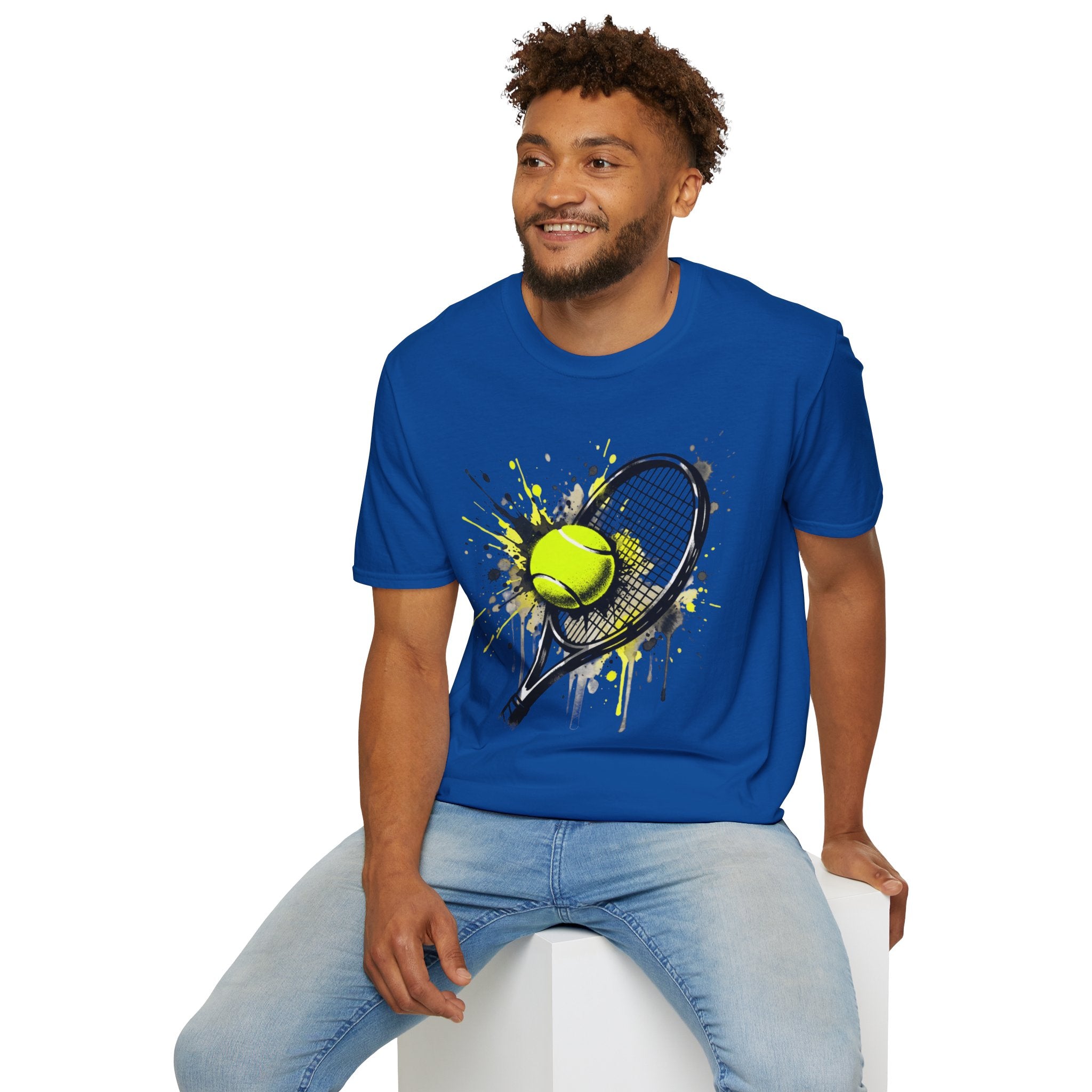 T-Shirt — Splash Tennis Racket & Ball Graphic Tee