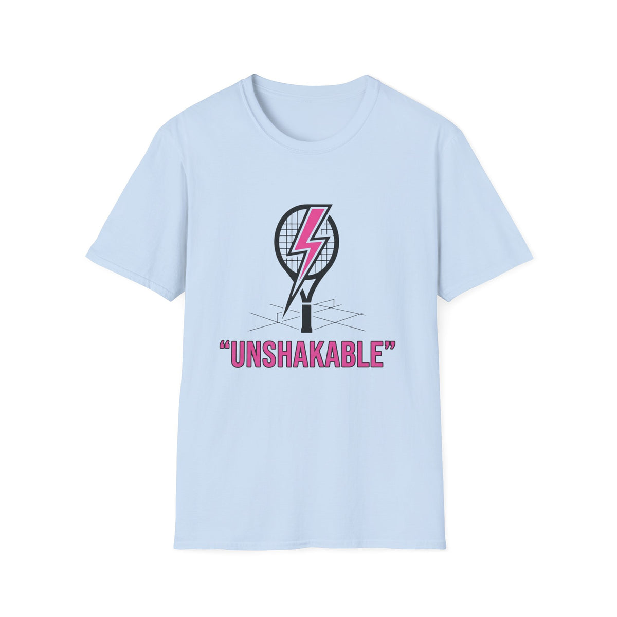 Unshakable Tennis Racket T-Shirt — Empowering Pink Lightning Tennis Tee