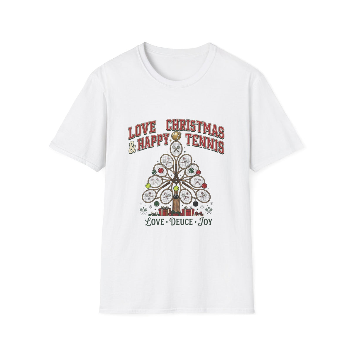 Christmas Tennis T‑Shirt – "Love Christmas & Happy Tennis" Holiday Tennis Tee