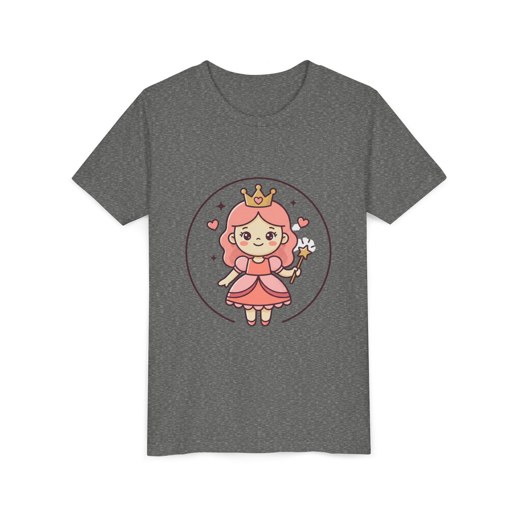 Princess Fairy Kids T-Shirt - Cute Pink Crowned Princess Graphic Youth Tee