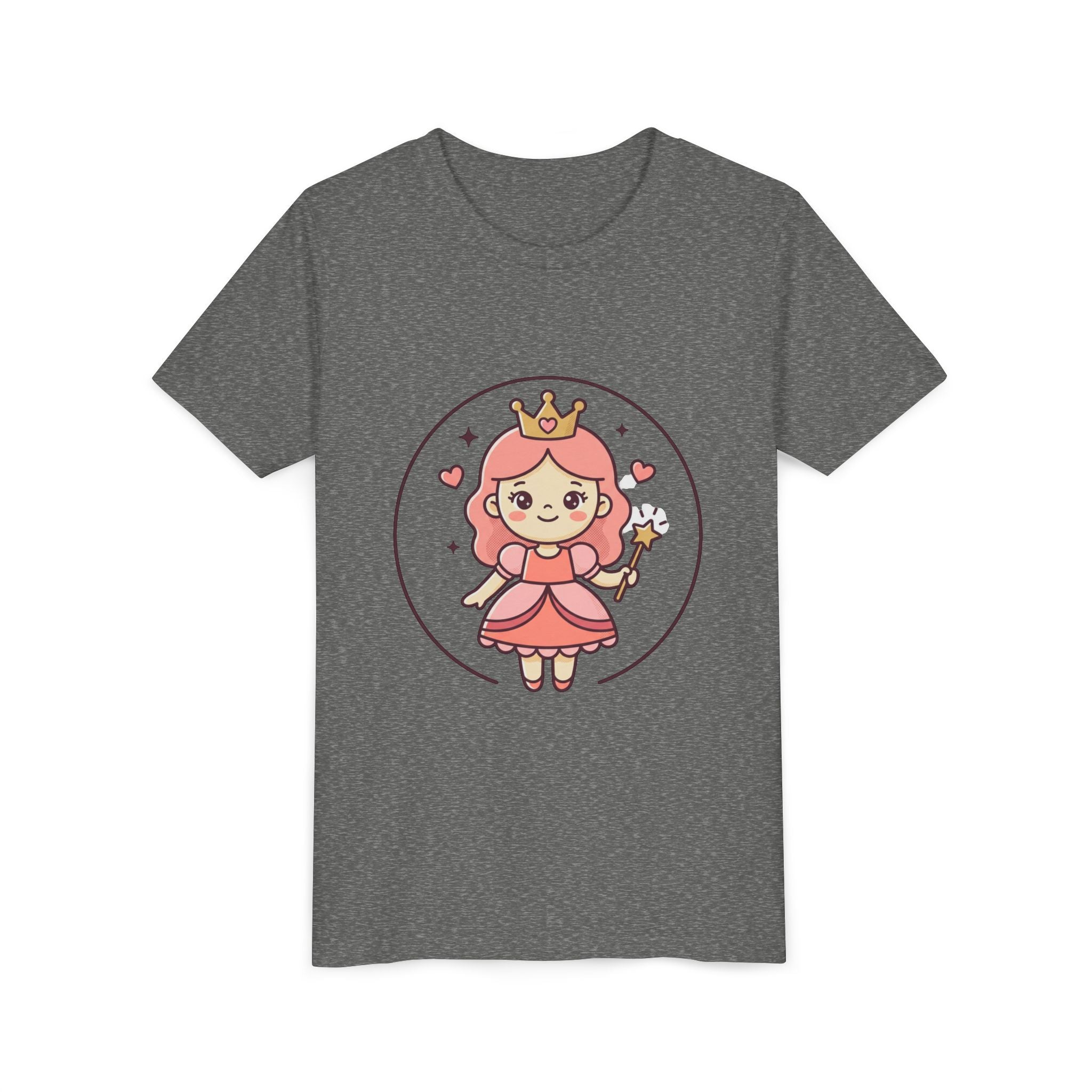 Princess Fairy Kids T-Shirt - Cute Pink Crowned Princess Graphic Youth Tee