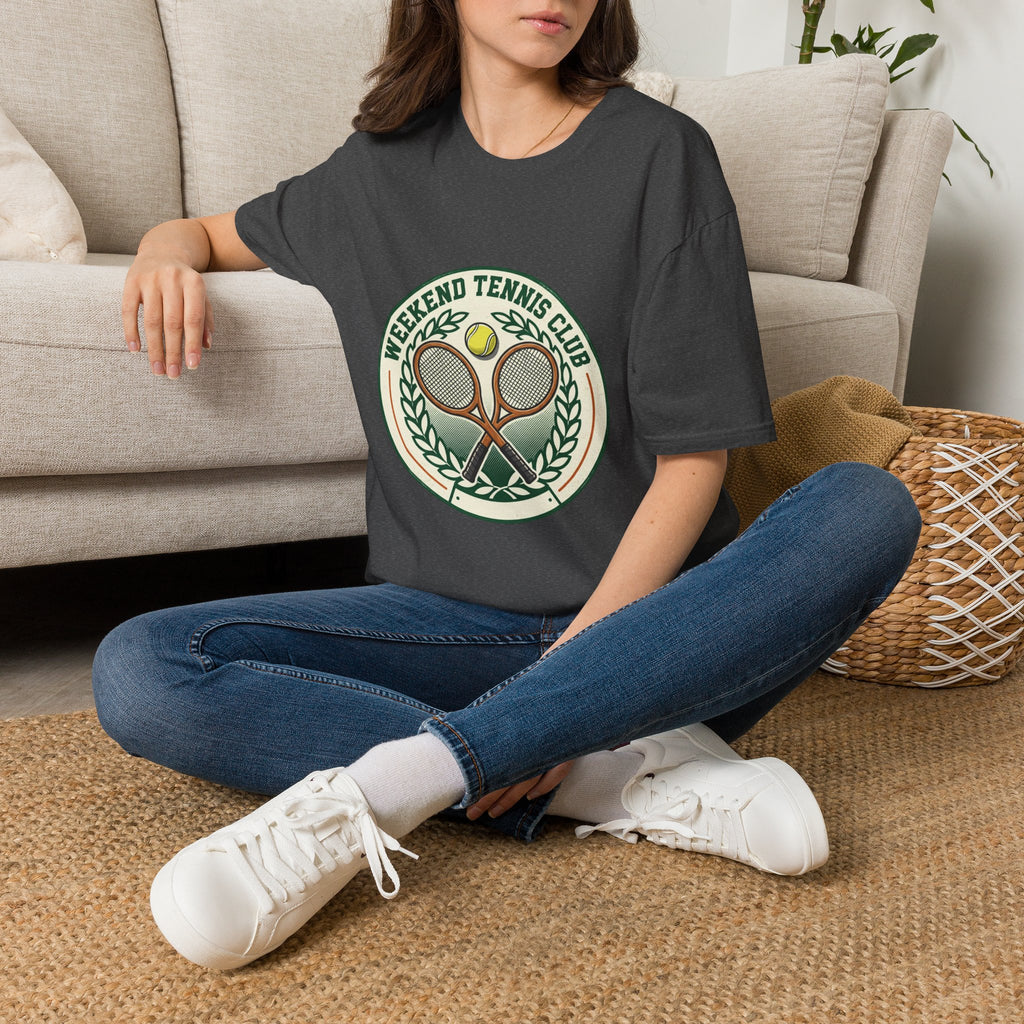 Weekend Tennis Club T-Shirt — Retro Tennis Racket & Ball Graphic