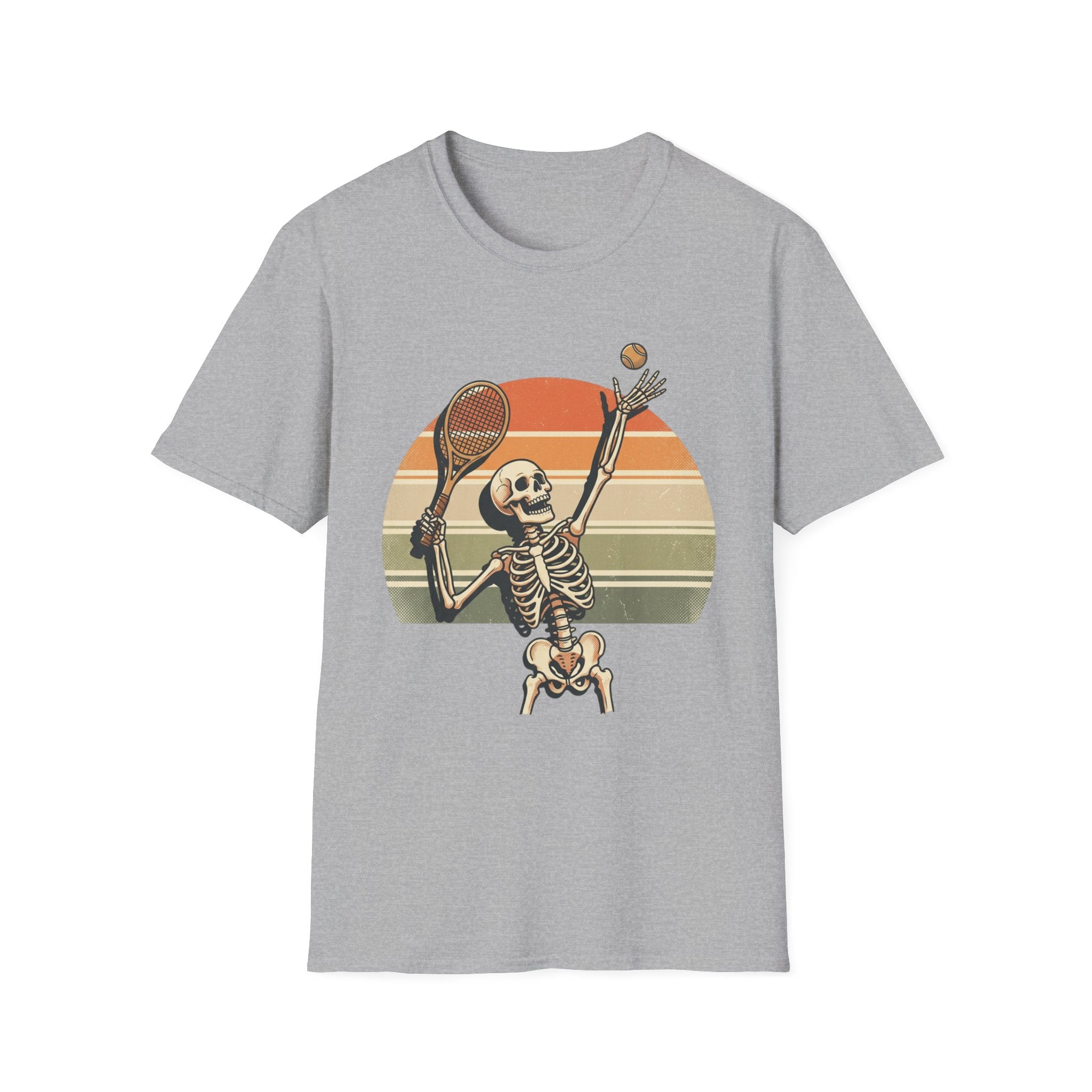 Skeleton Tennis Tee — Retro Sunset Vintage t_shirt