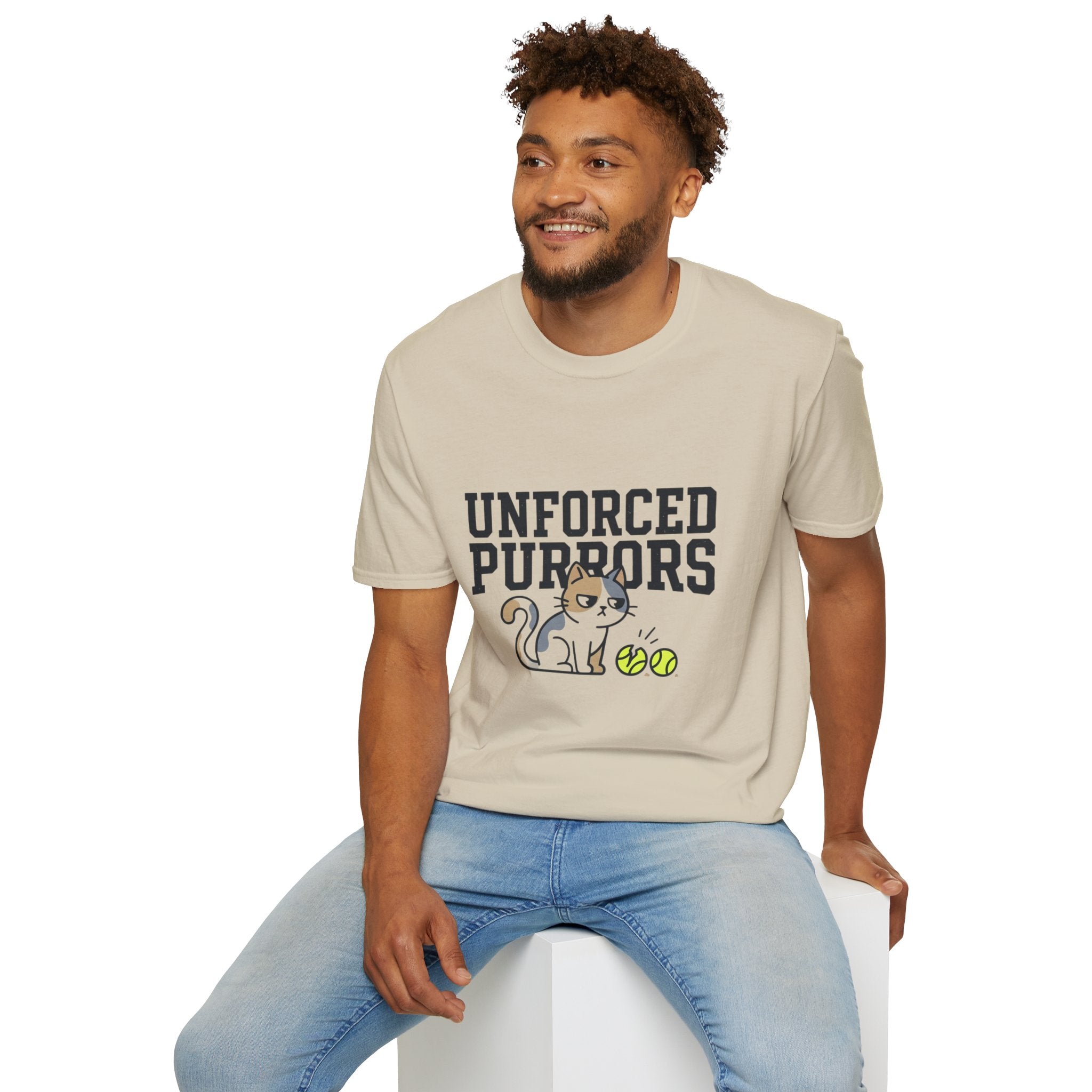 Unforced Purrs Cat T-Shirt — Funny Tennis Cat Graphic Tee