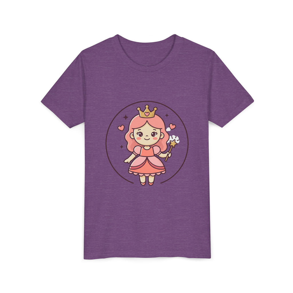 Princess Fairy Kids T-Shirt - Cute Pink Crowned Princess Graphic Youth Tee