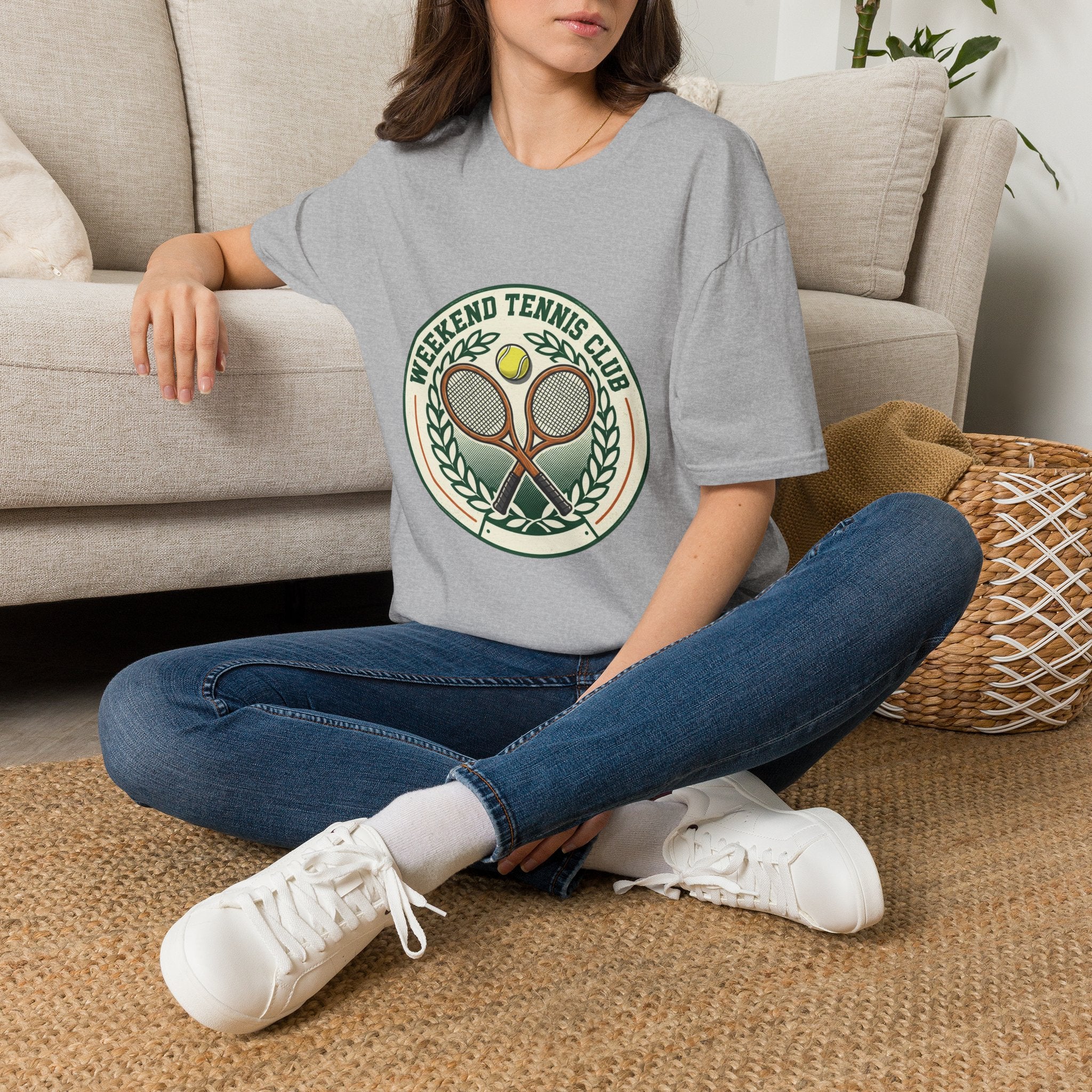 Weekend Tennis Club T-Shirt — Retro Tennis Racket & Ball Graphic