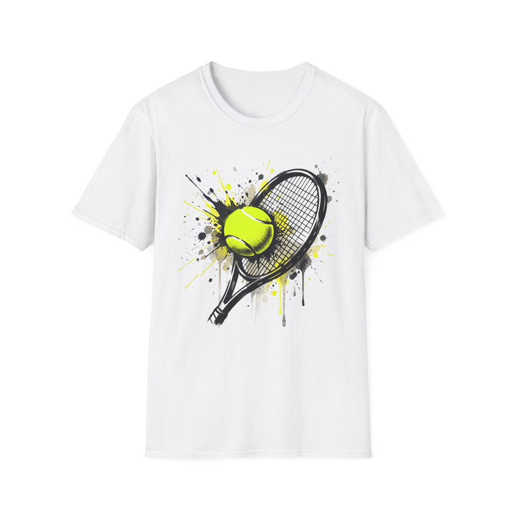 T-Shirt — Splash Tennis Racket & Ball Graphic Tee