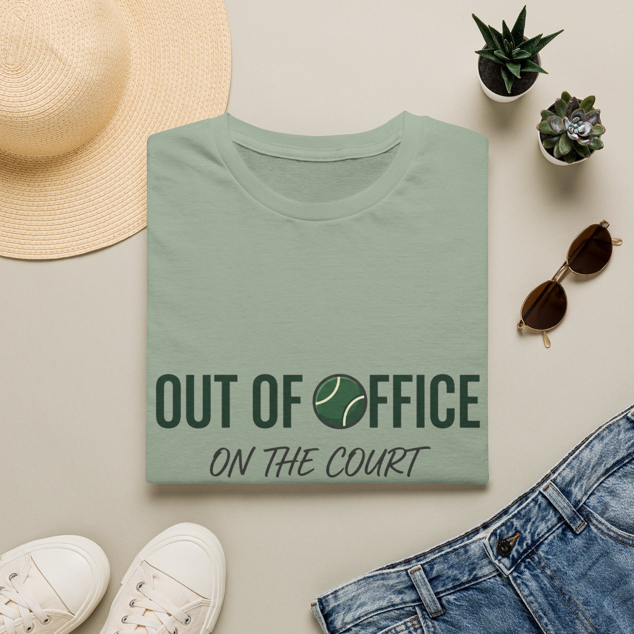 T-Shirt — "Out of Office on the Court" Tennis Graphic Tee