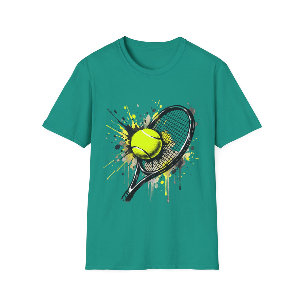 T-Shirt — Splash Tennis Racket & Ball Graphic Tee