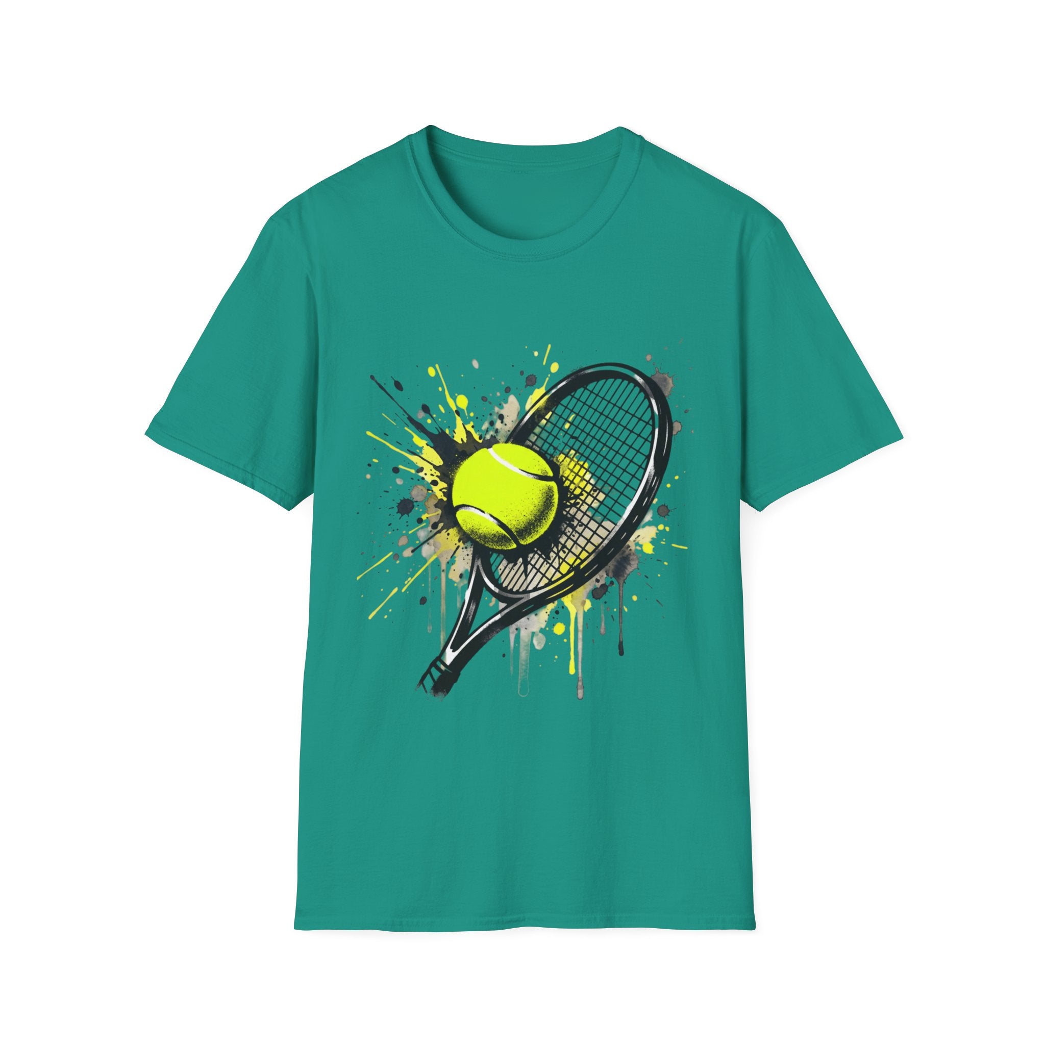 T-Shirt — Splash Tennis Racket & Ball Graphic Tee