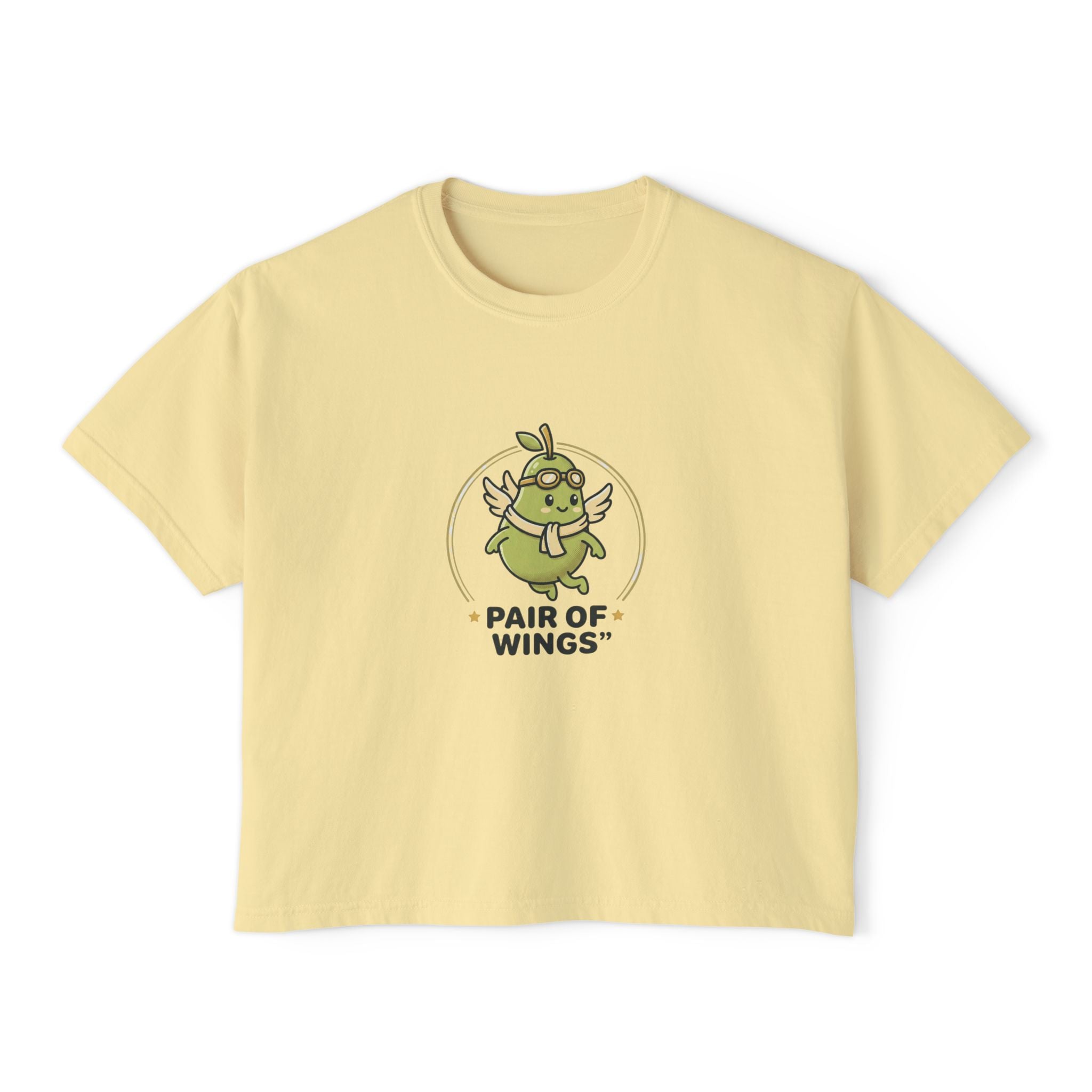 Pair of Wings Tee — Cute Winged Monster Graphic Women's Boxy T‑Shirt